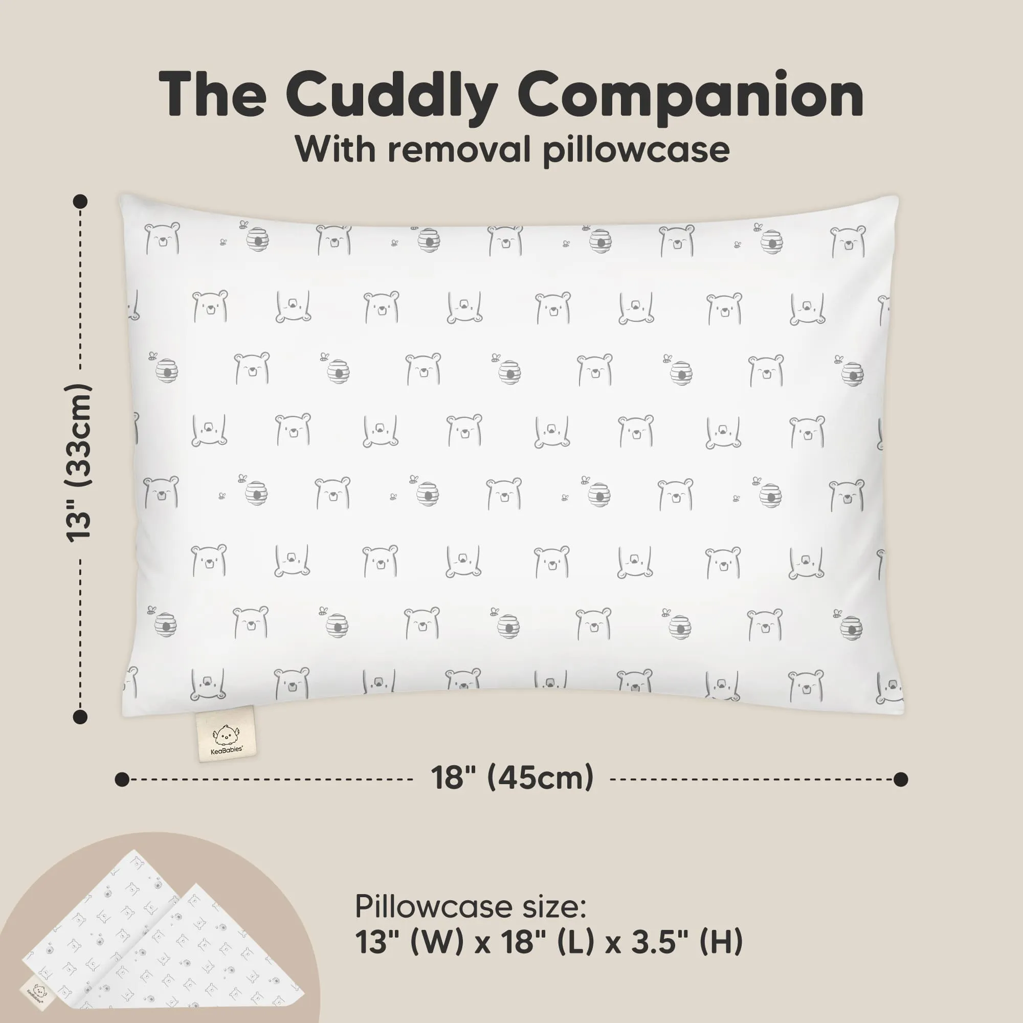 Cuddly Toddler Pillow with Pillowcase (Bumble Bear)