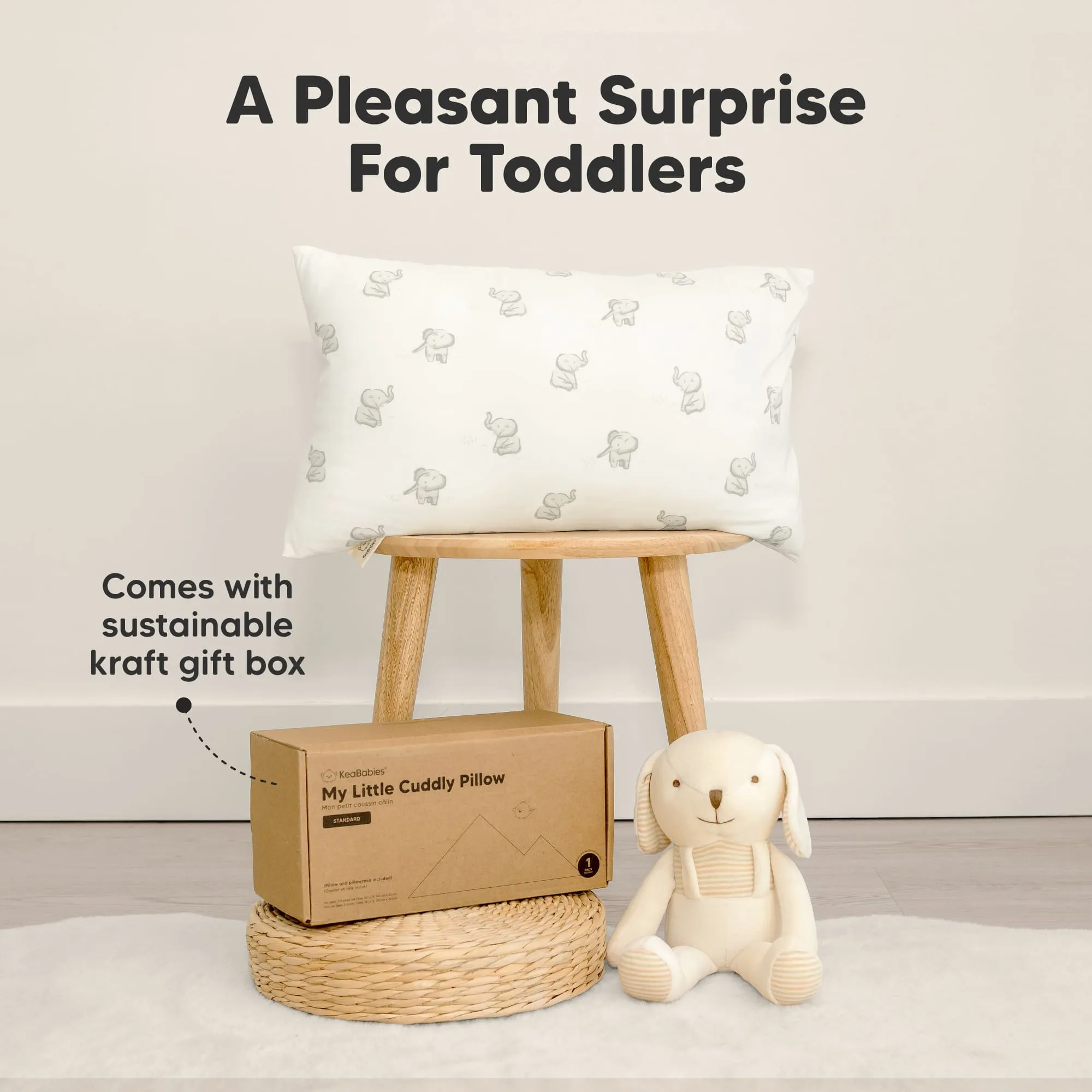 Cuddly Toddler Pillow with Pillowcase (Bumble Bear)