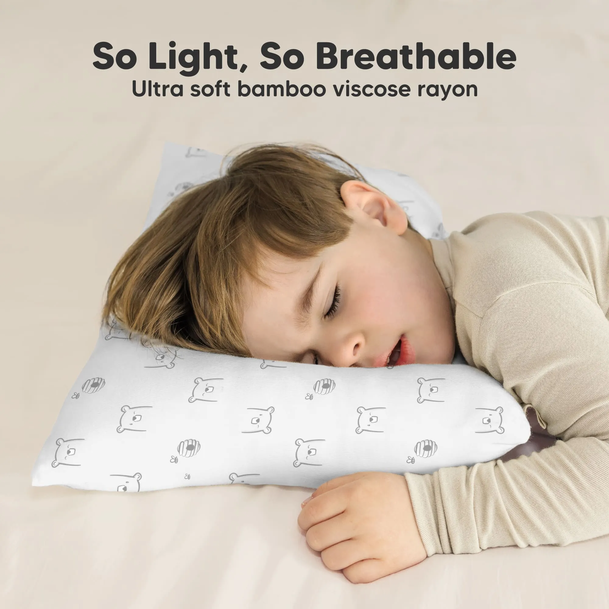 Cuddly Toddler Pillow with Pillowcase (Bumble Bear)