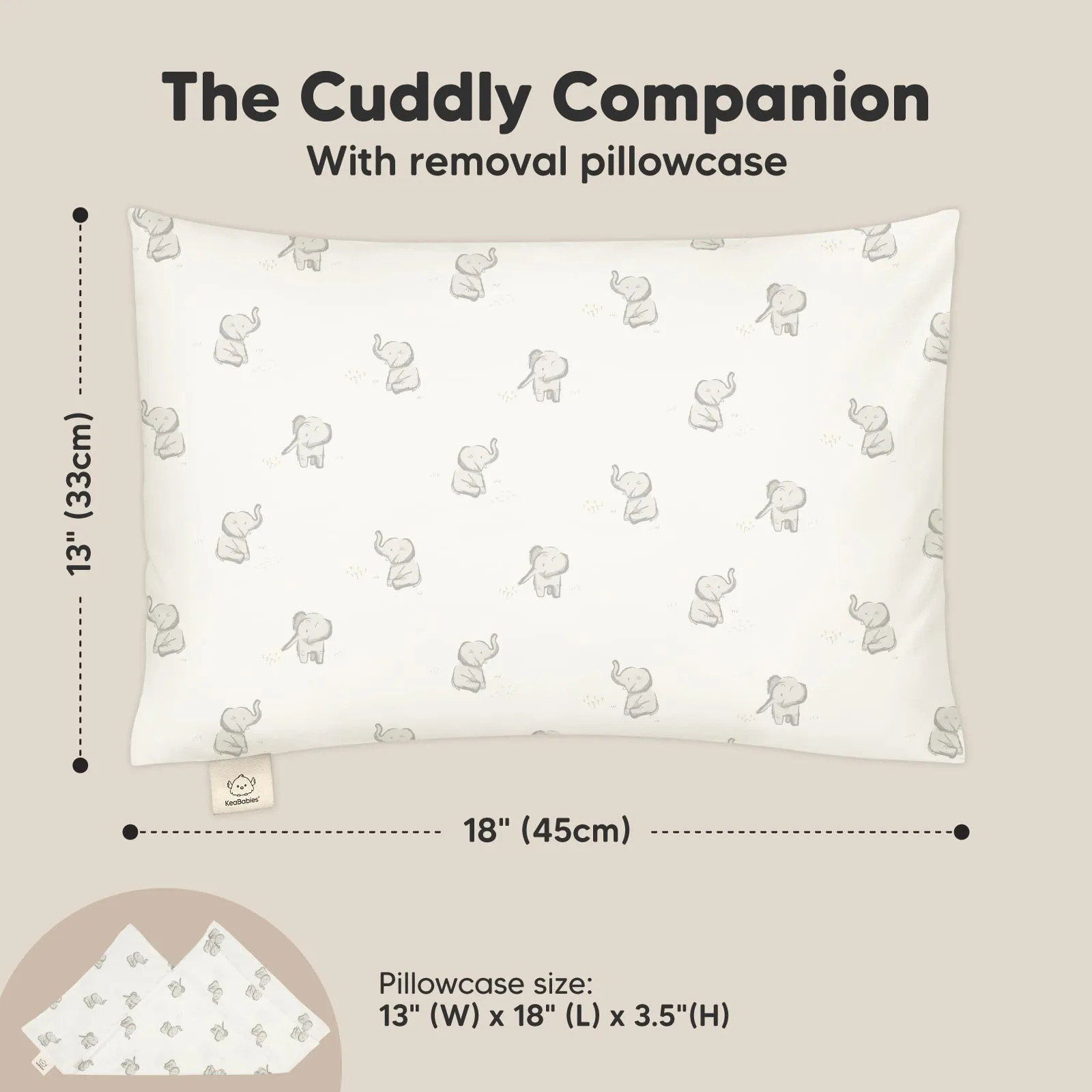 Cuddly Toddler Pillow with Pillowcase (Elly)