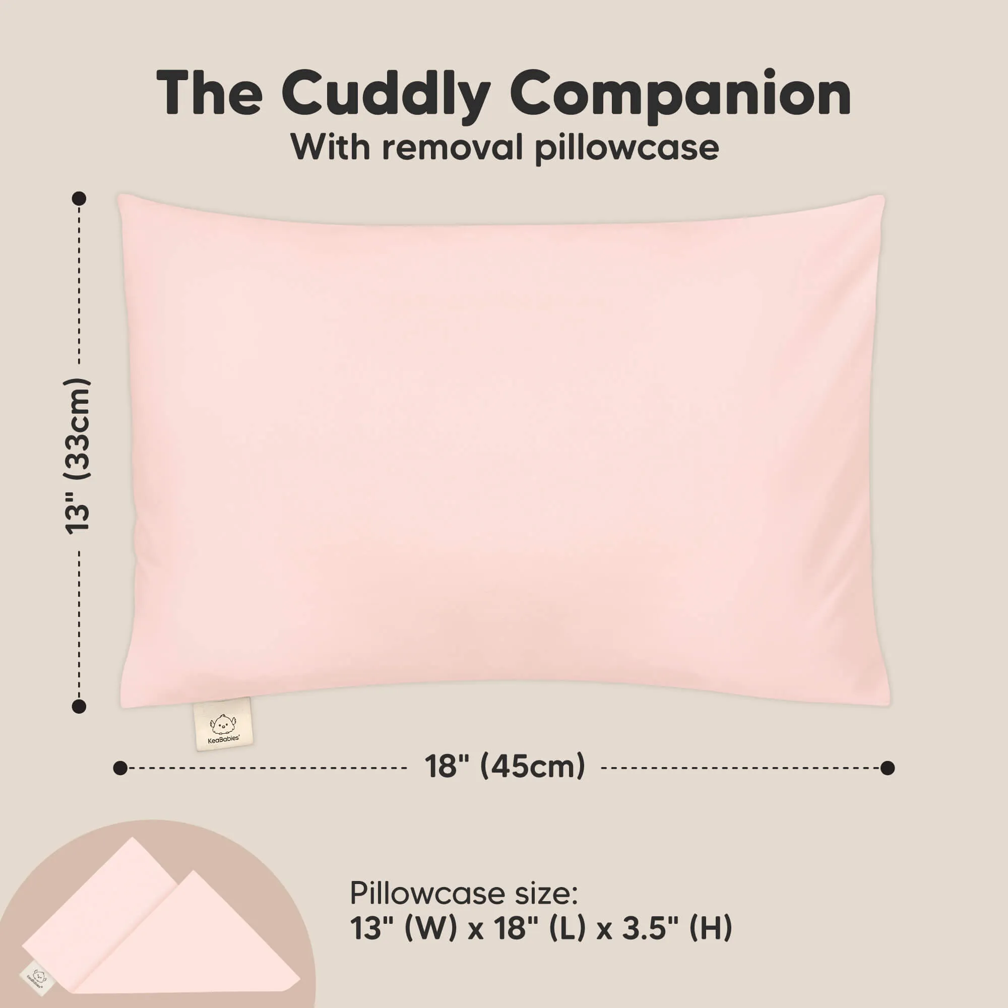 Cuddly Toddler Pillow with Pillowcase (Mist Pink)