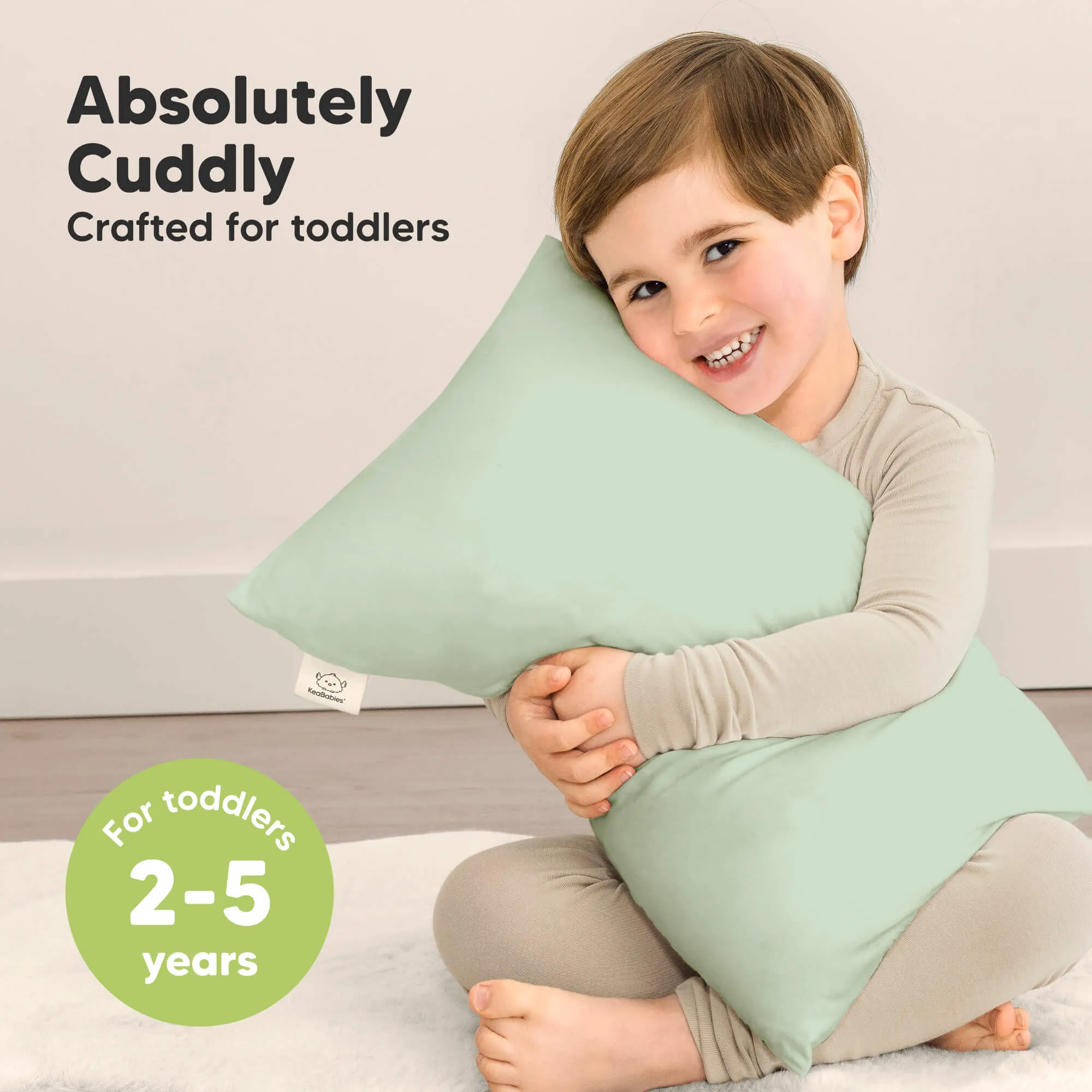 Cuddly Toddler Pillow with Pillowcase (Sage)