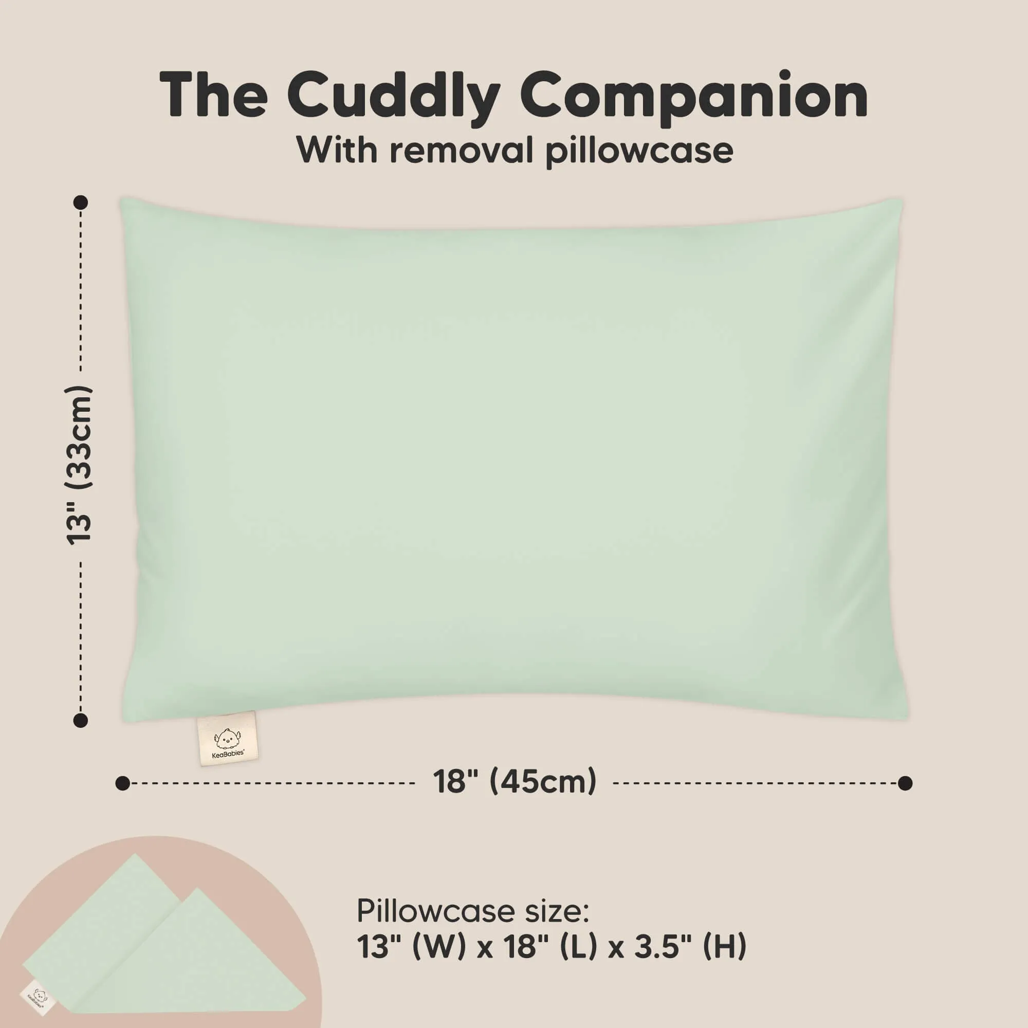 Cuddly Toddler Pillow with Pillowcase (Sage)