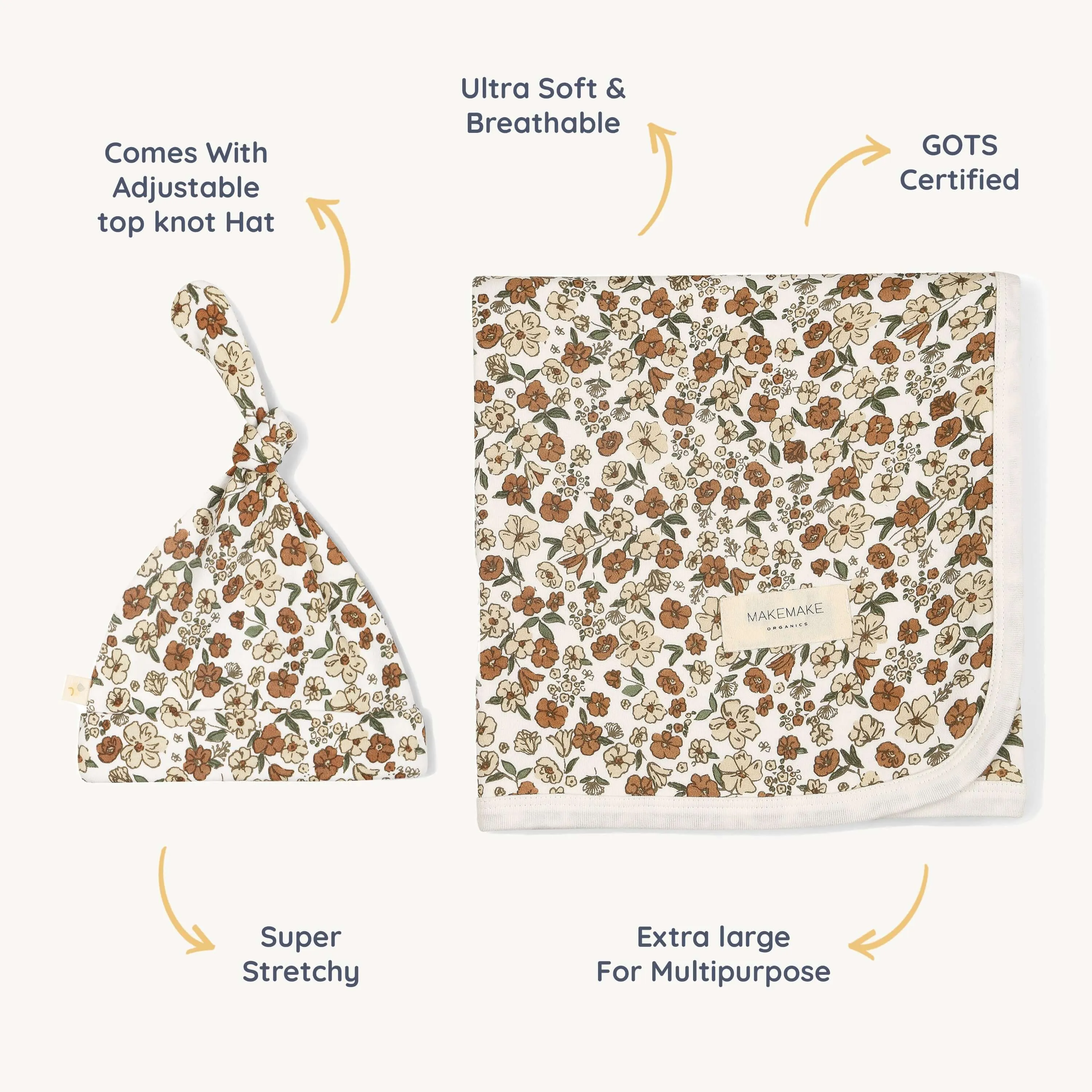 Daffodil | Organic Swaddle Blanket & Hat