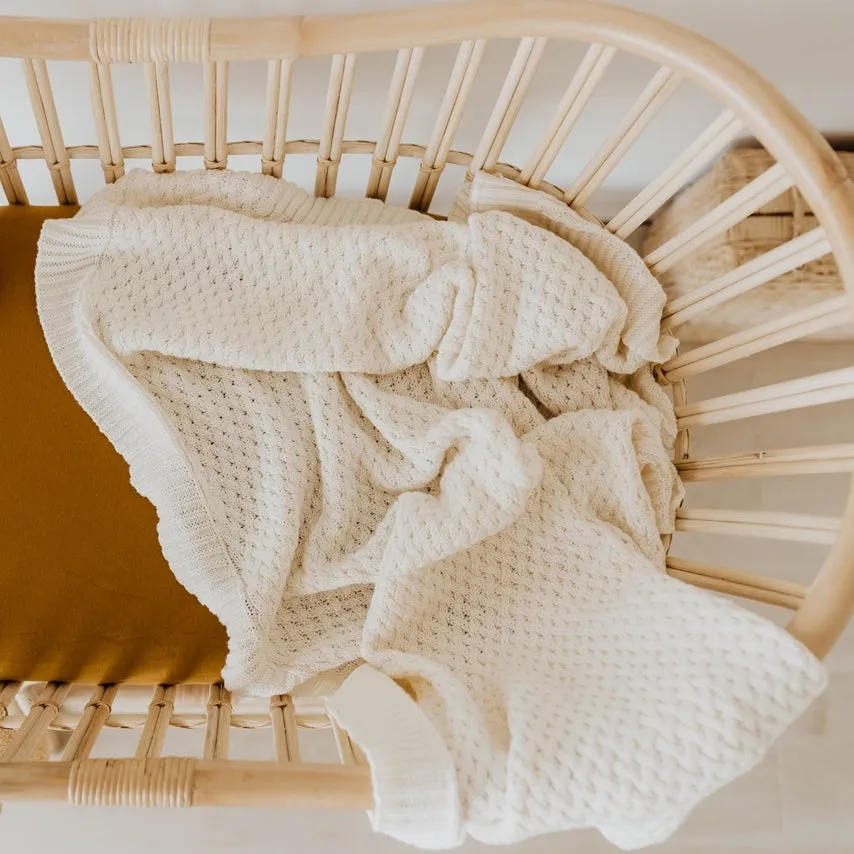 Diamond Knit Organic Baby Blanket - Cream