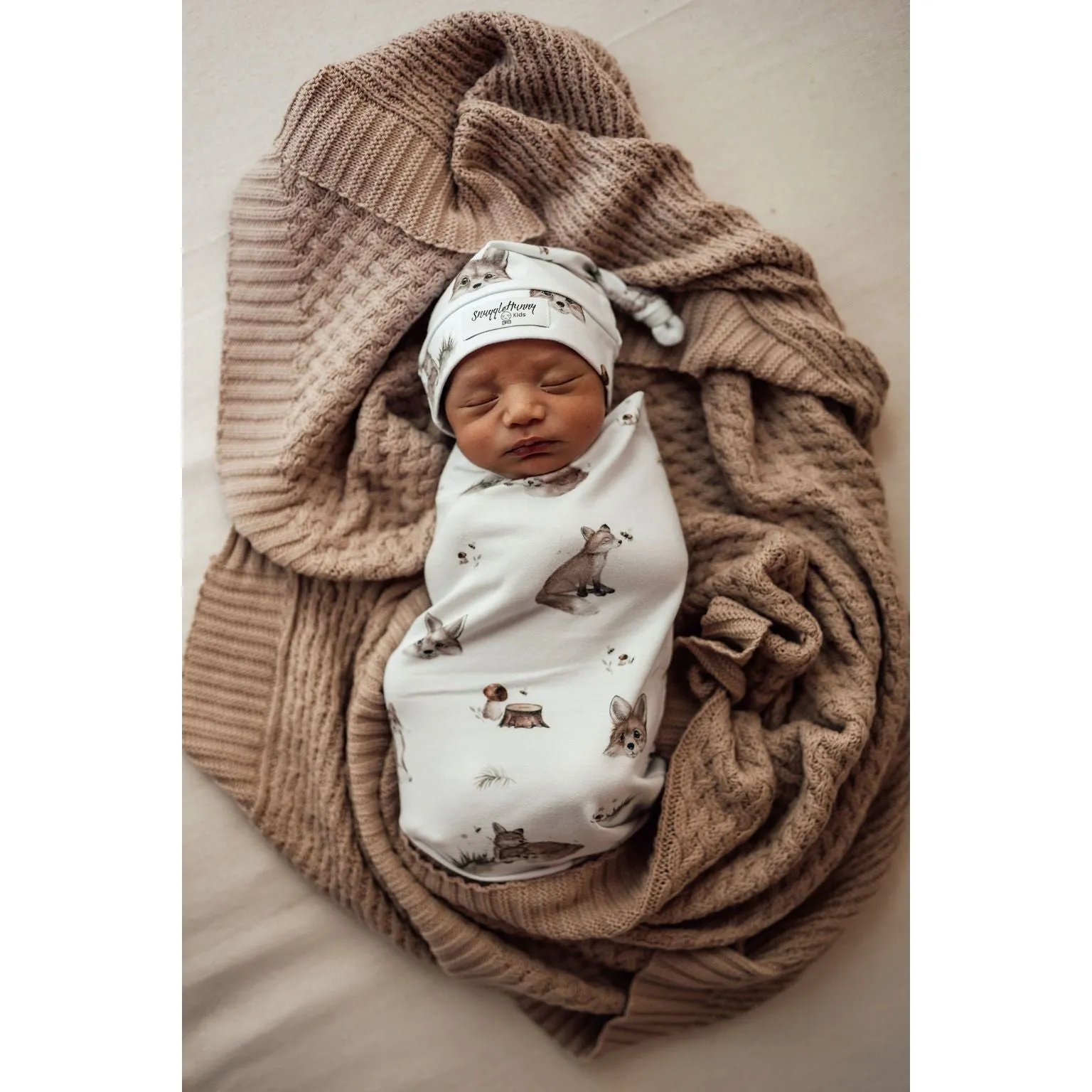 Diamond Knit Organic Baby Blanket - Hazelnut