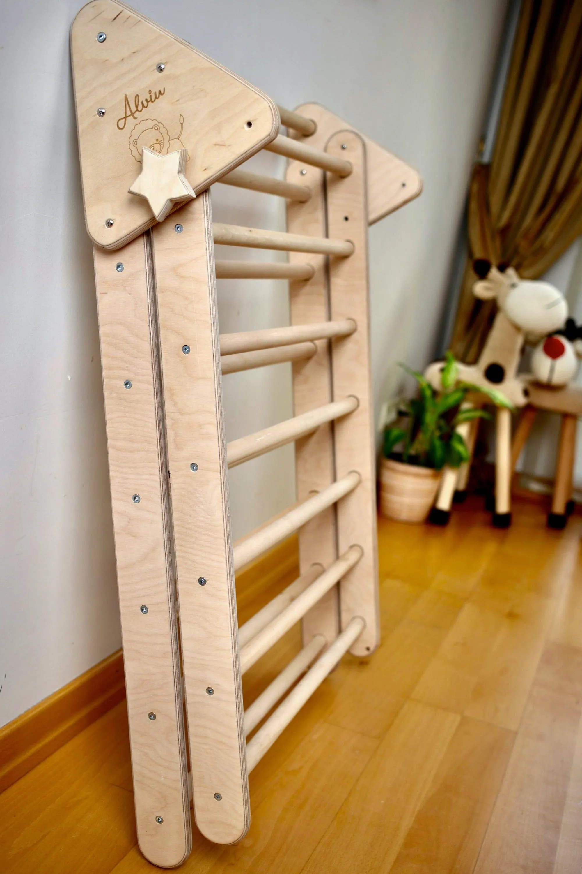 Foldable Climbing Triangle With 2 Ramps | Pikler Triangle for Kids