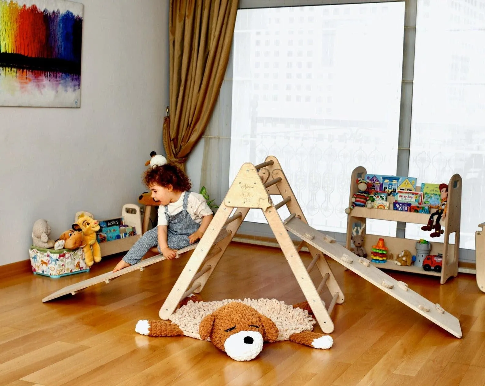 Foldable Climbing Triangle With 2 Ramps | Pikler Triangle for Kids
