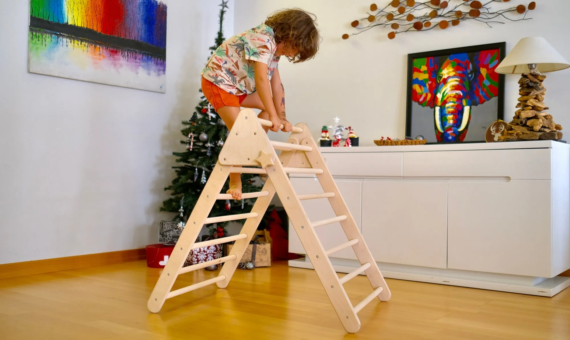 Foldable Montessori Climbing Triangle Set With Portable Table and Chair