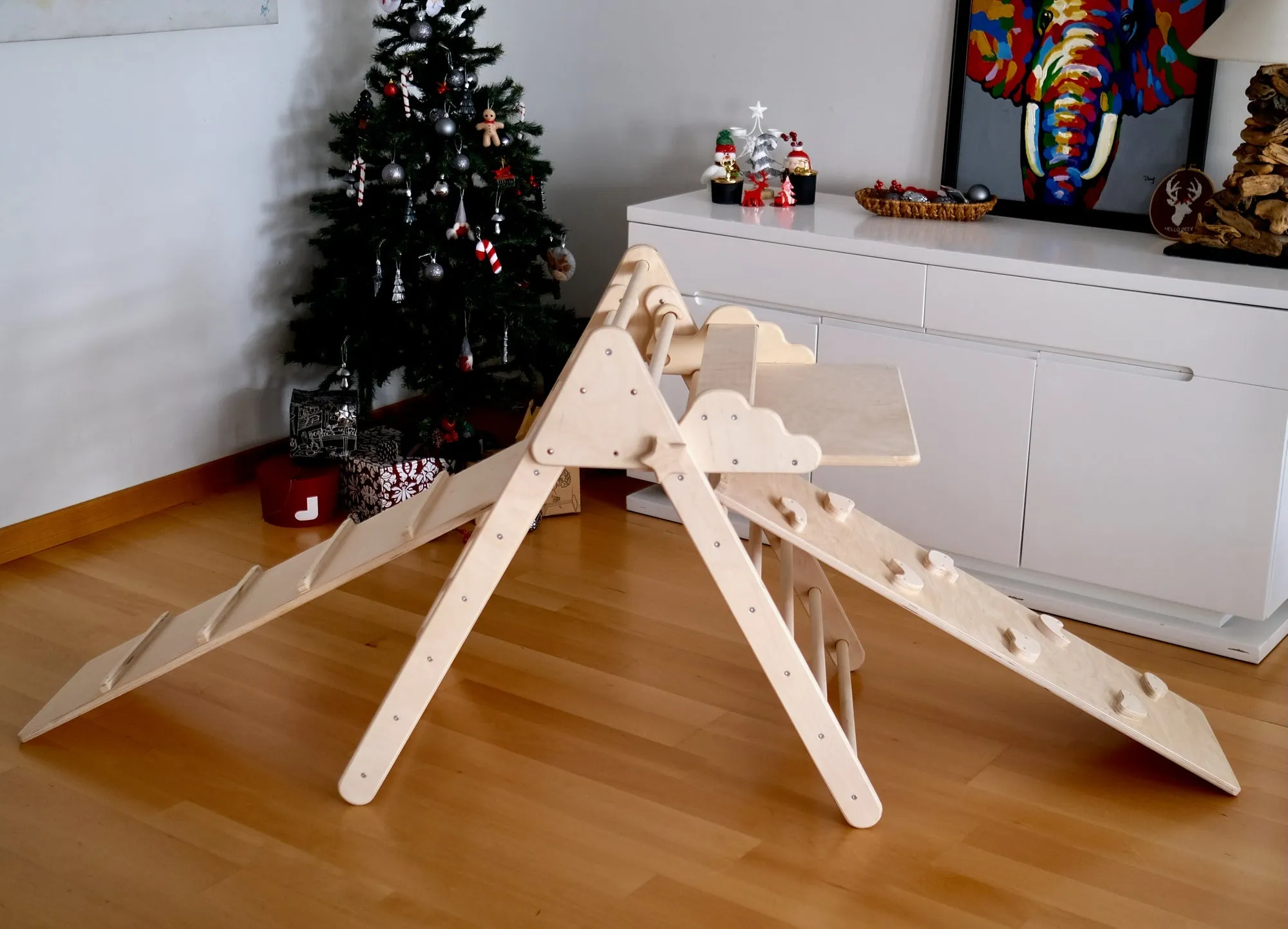 Foldable Montessori Climbing Triangle Set With Portable Table and Chair