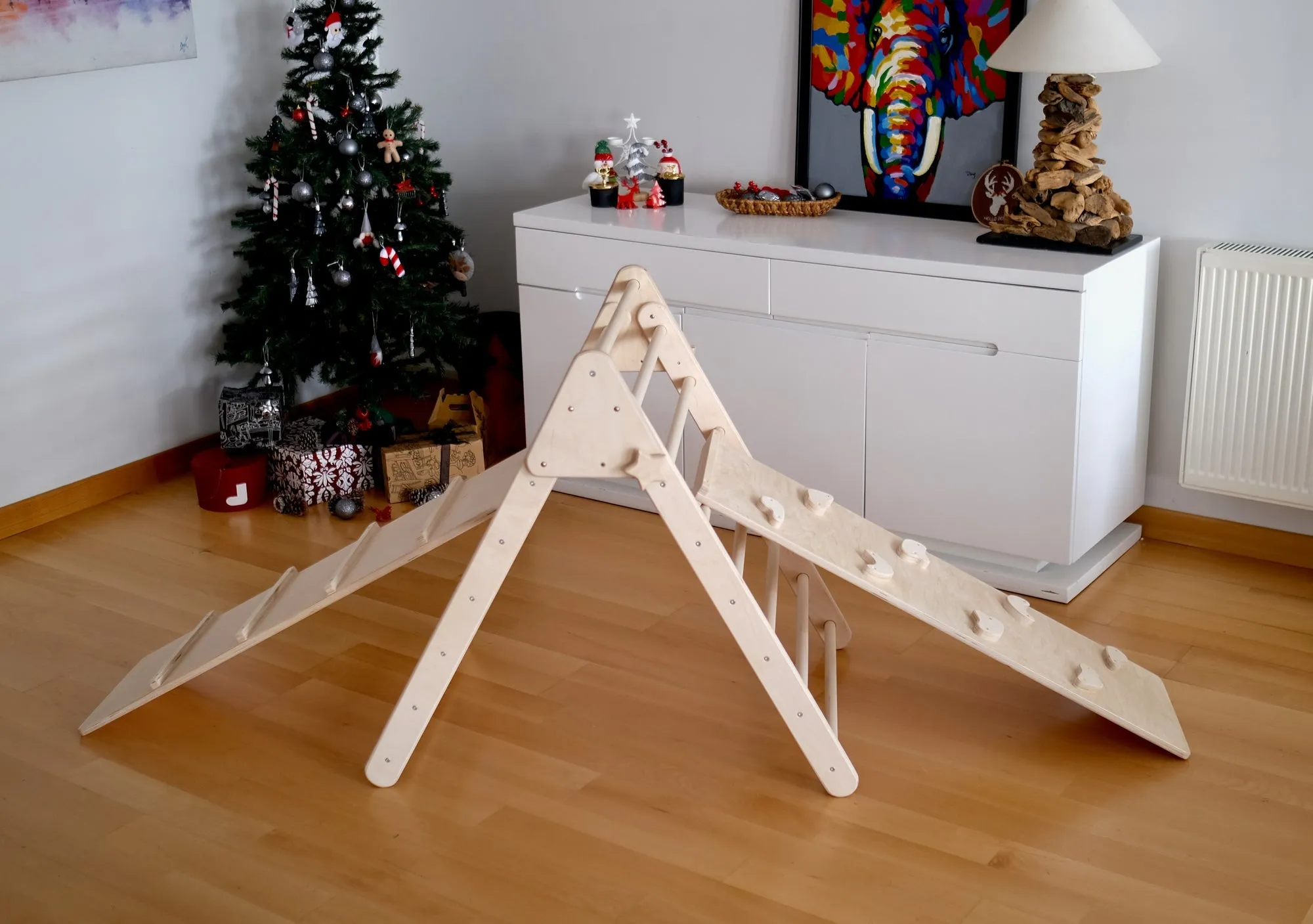 Foldable Montessori Climbing Triangle Set With Portable Table and Chair