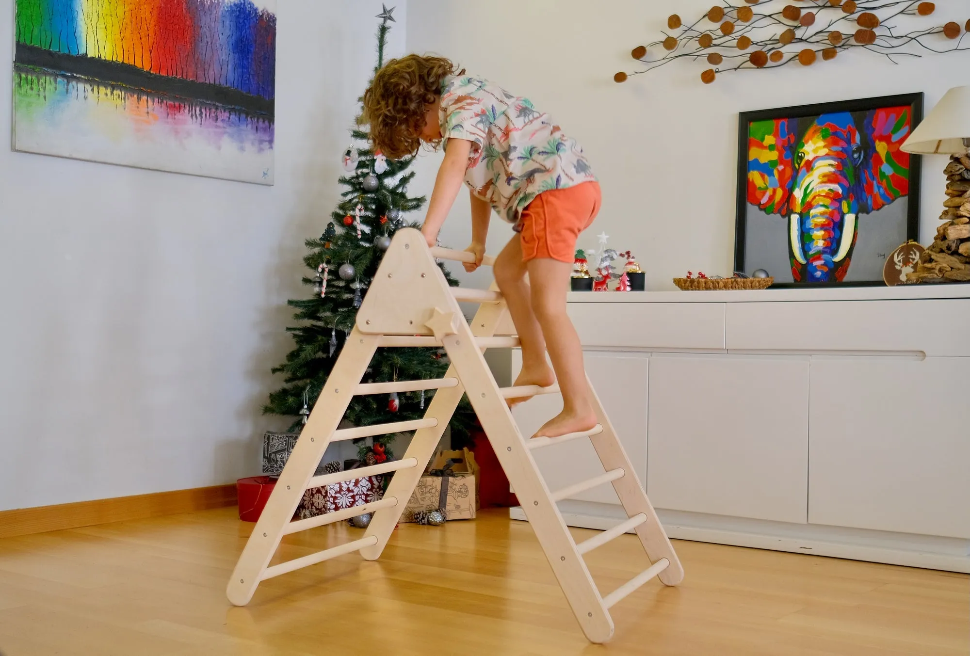 Foldable Montessori Climbing Triangle Set With Portable Table and Chair