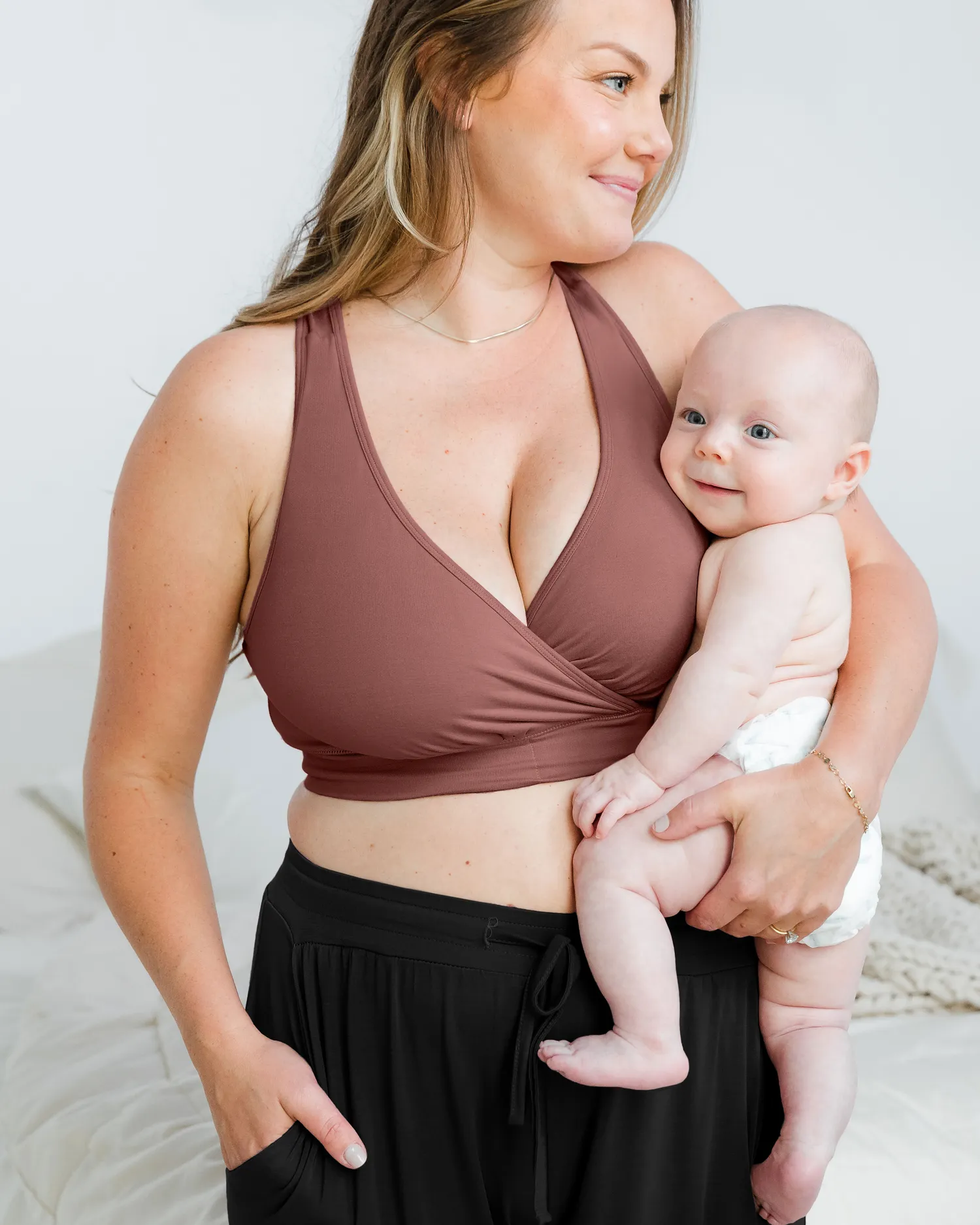 French Terry Racerback Nursing & Sleep Bra | Redwood
