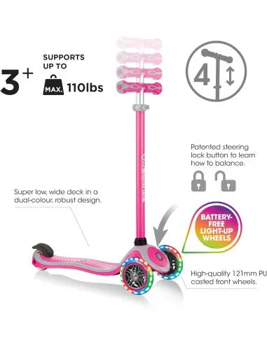 Globber Primo Plus Lights V2 - Pink (See Description)