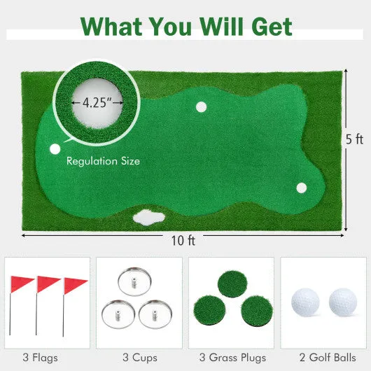 Golf Putting Green With Realistic Artificial Grass Turf-L