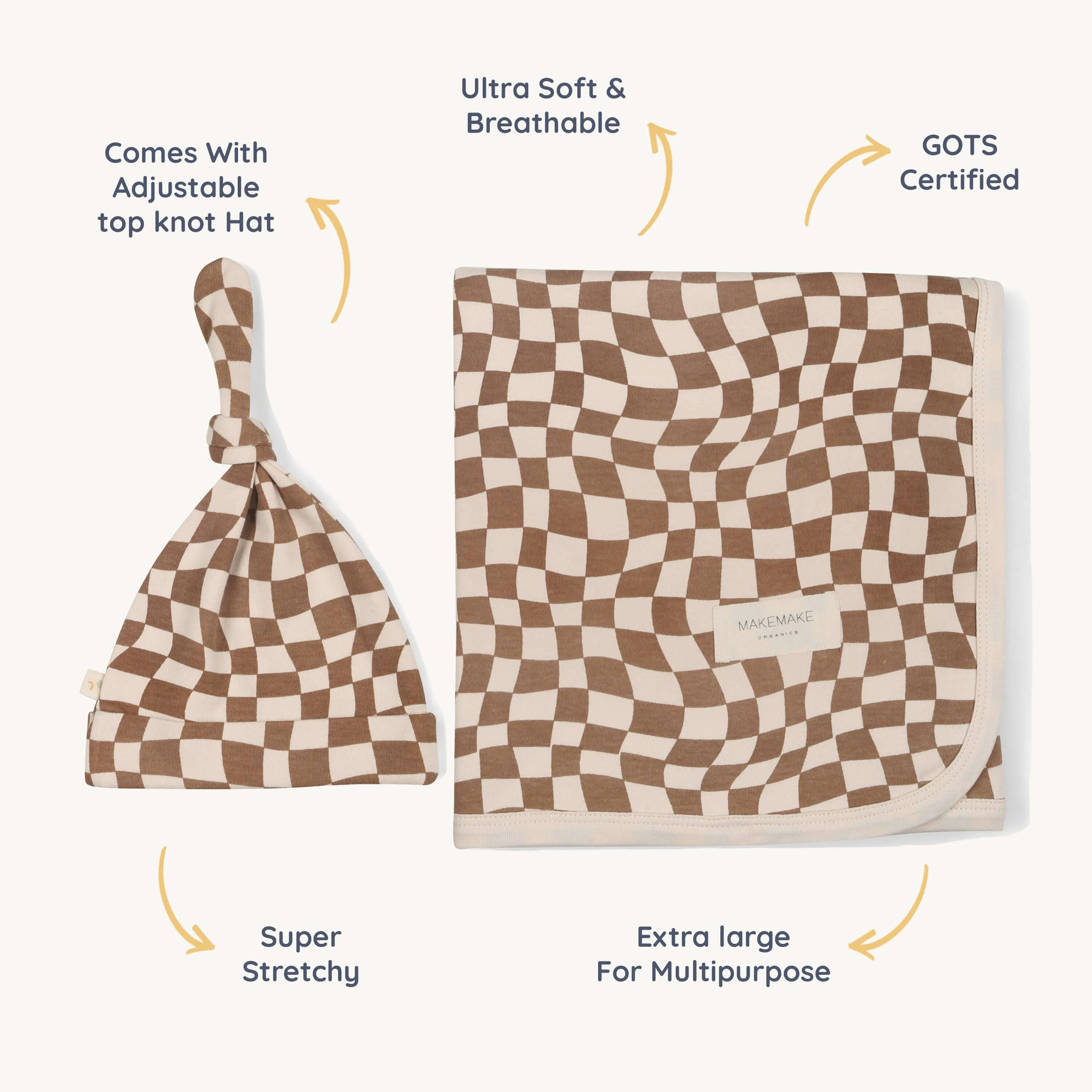 Groovy | Organic Swaddle Blanket & Hat