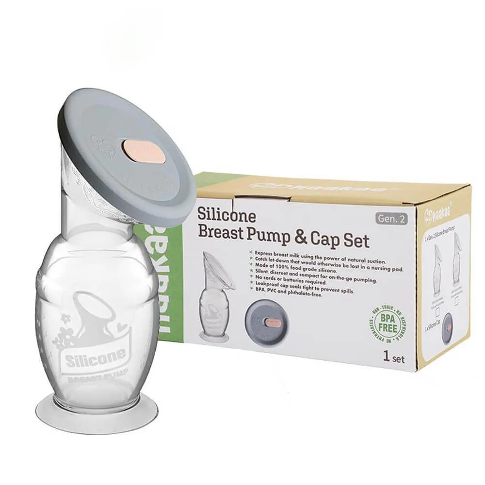Haakaa 150ml Silicone Breast Pump with Suction Base & Silicone Cap Gift Box