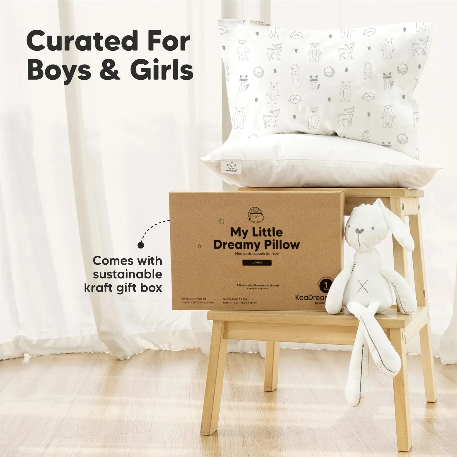 Jumbo Toddler Pillow with Pillowcase (Bumble Bear)