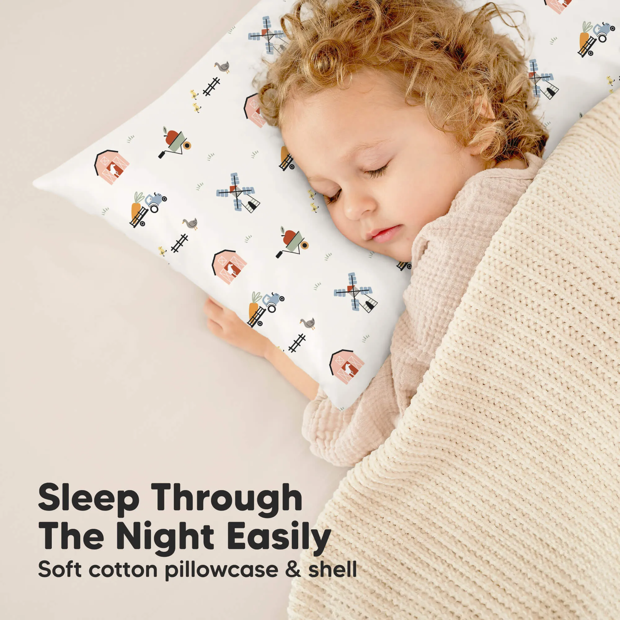Jumbo Toddler Pillow with Pillowcase (Construction)