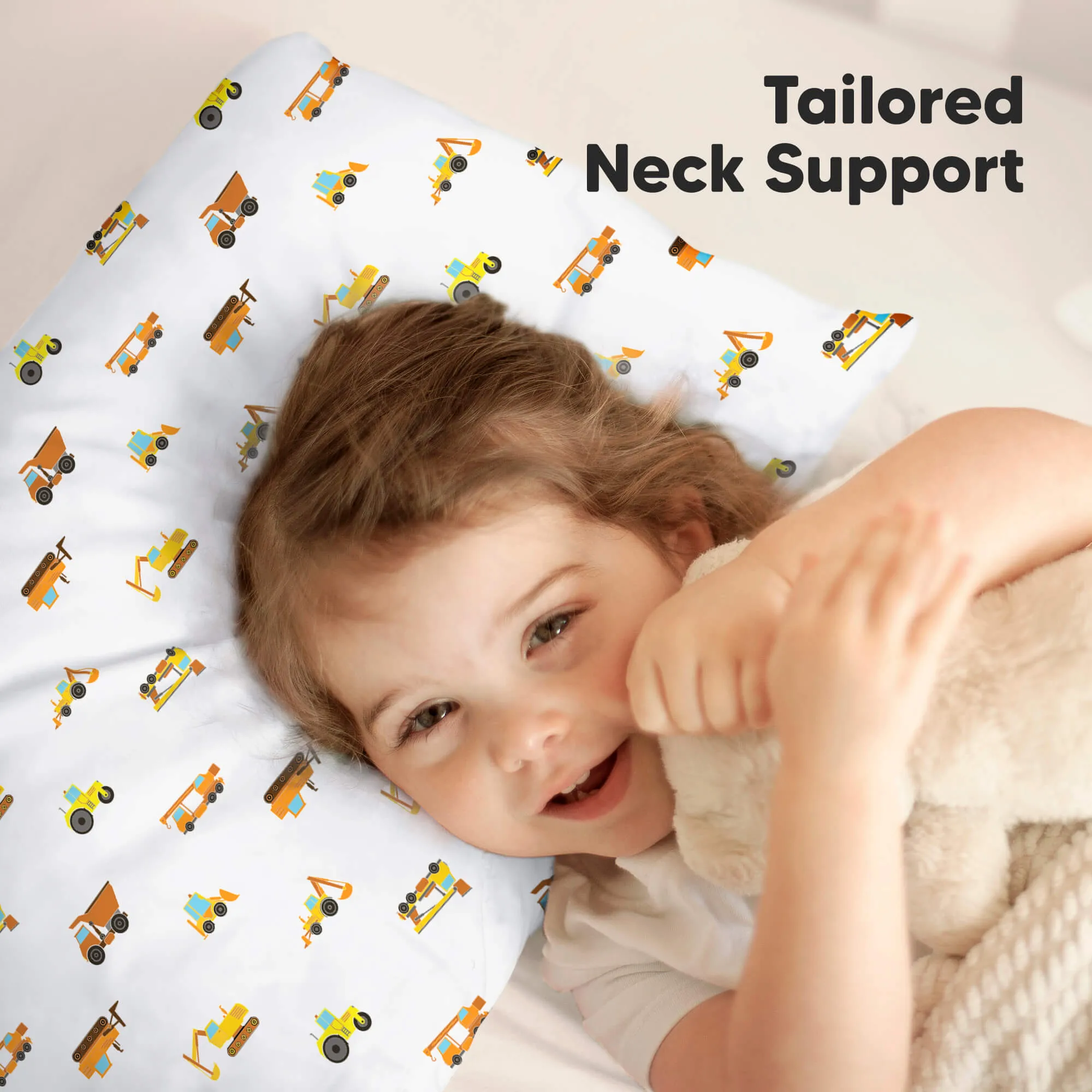 Jumbo Toddler Pillow with Pillowcase (Construction)
