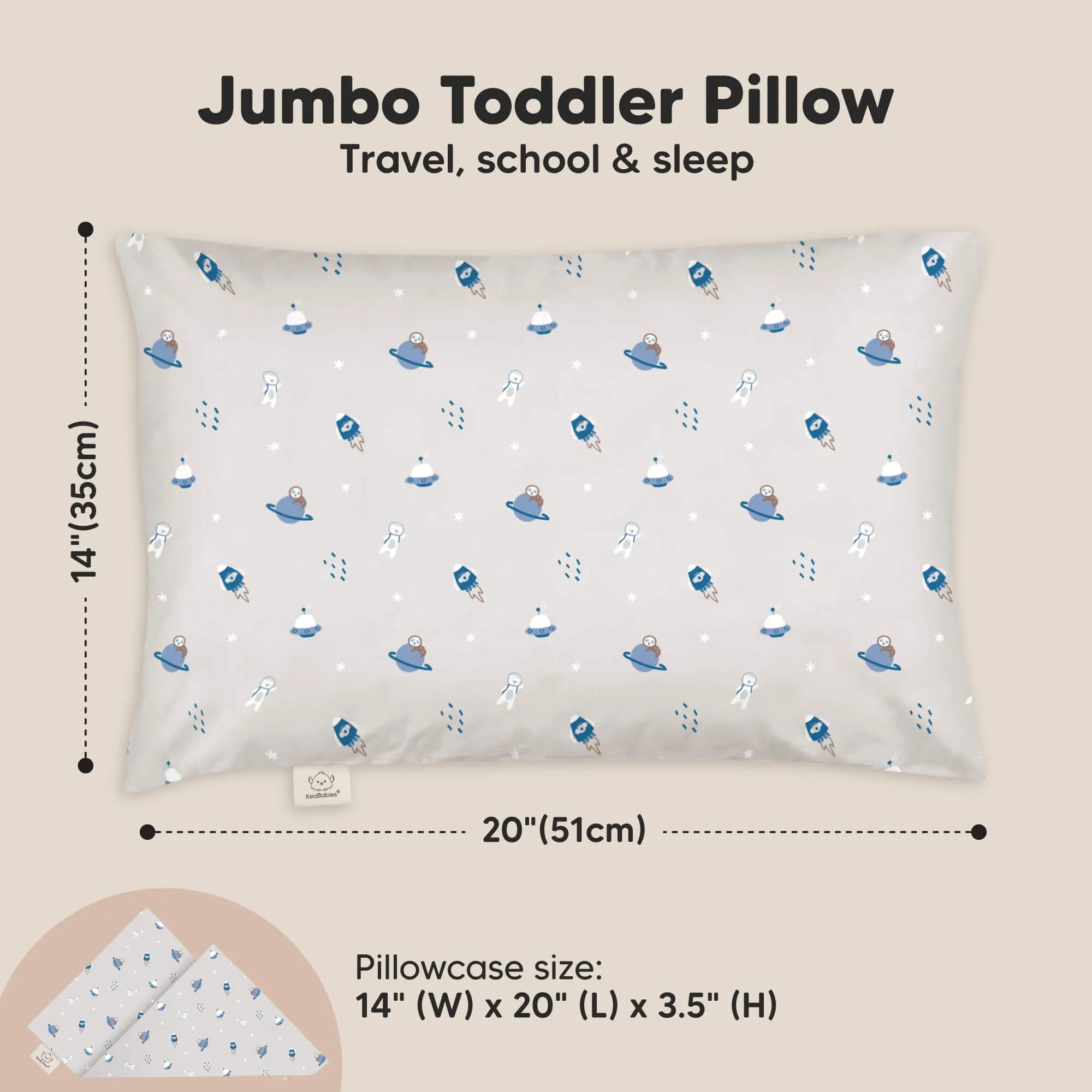 Jumbo Toddler Pillow with Pillowcase (Cosmo)