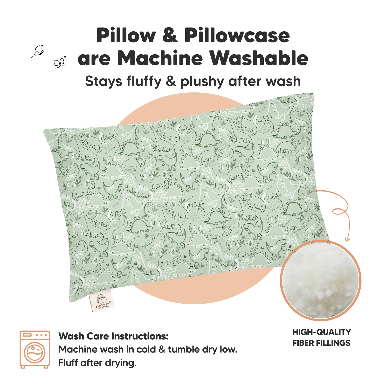 Jumbo Toddler Pillow with Pillowcase (DinoDood)