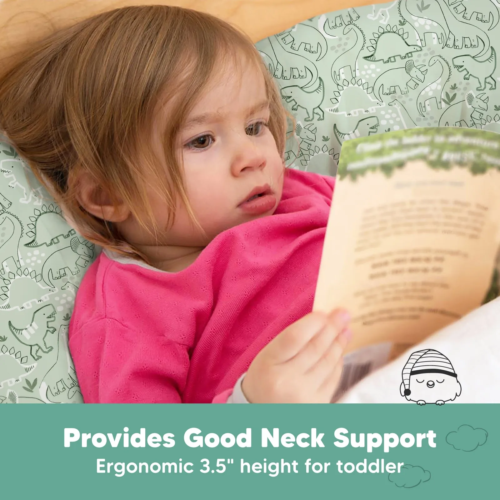 Jumbo Toddler Pillow with Pillowcase (DinoDood)