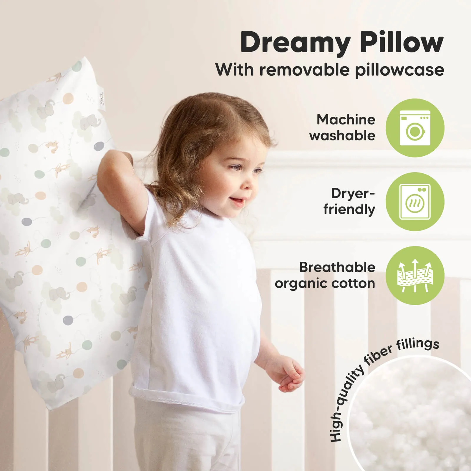 Jumbo Toddler Pillow with Pillowcase (Escapade)