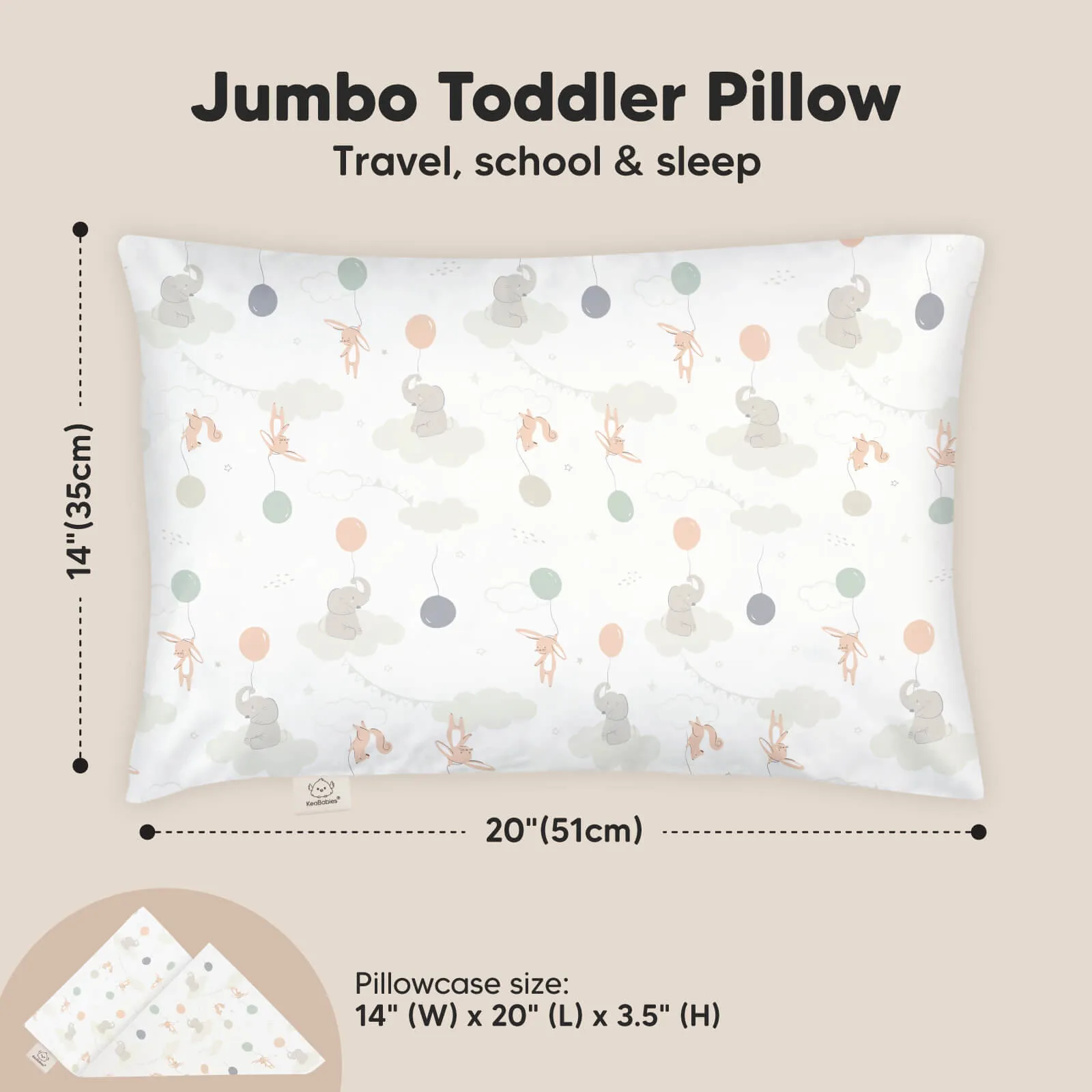 Jumbo Toddler Pillow with Pillowcase (Escapade)