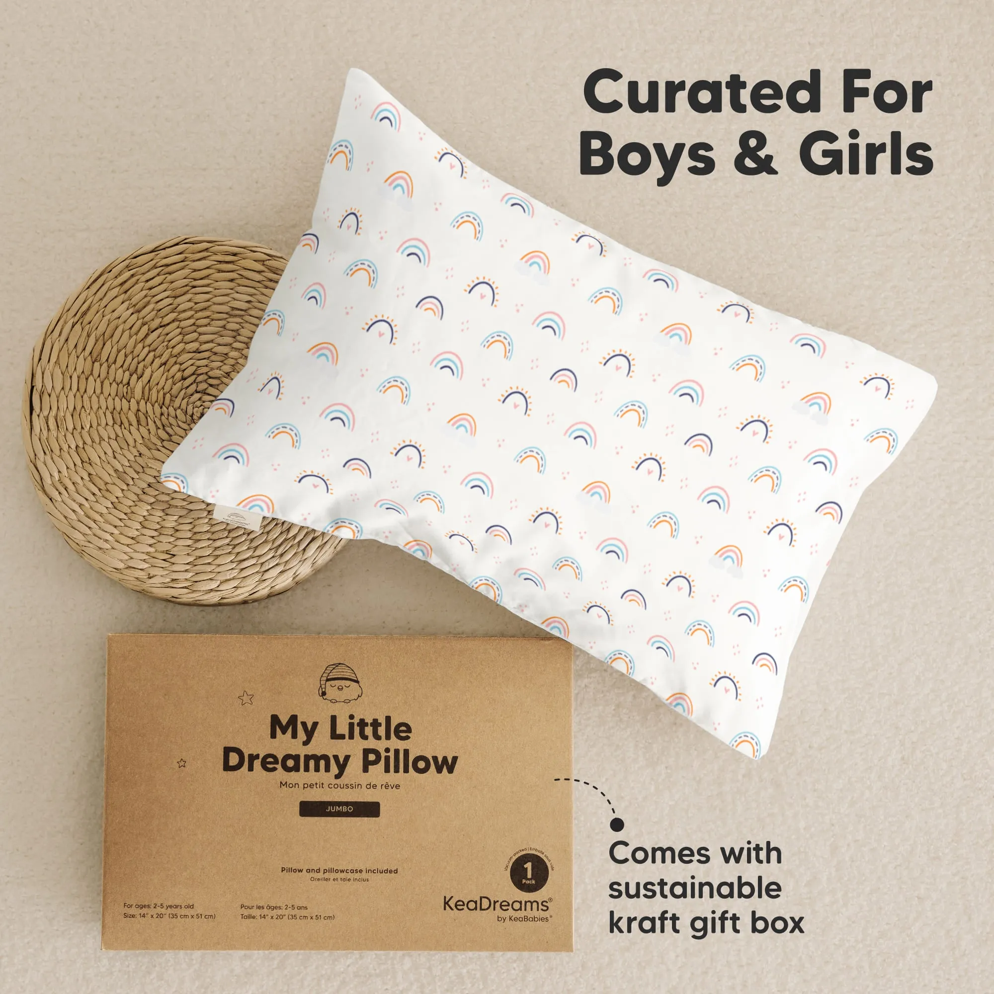 Jumbo Toddler Pillow with Pillowcase (Flutter)