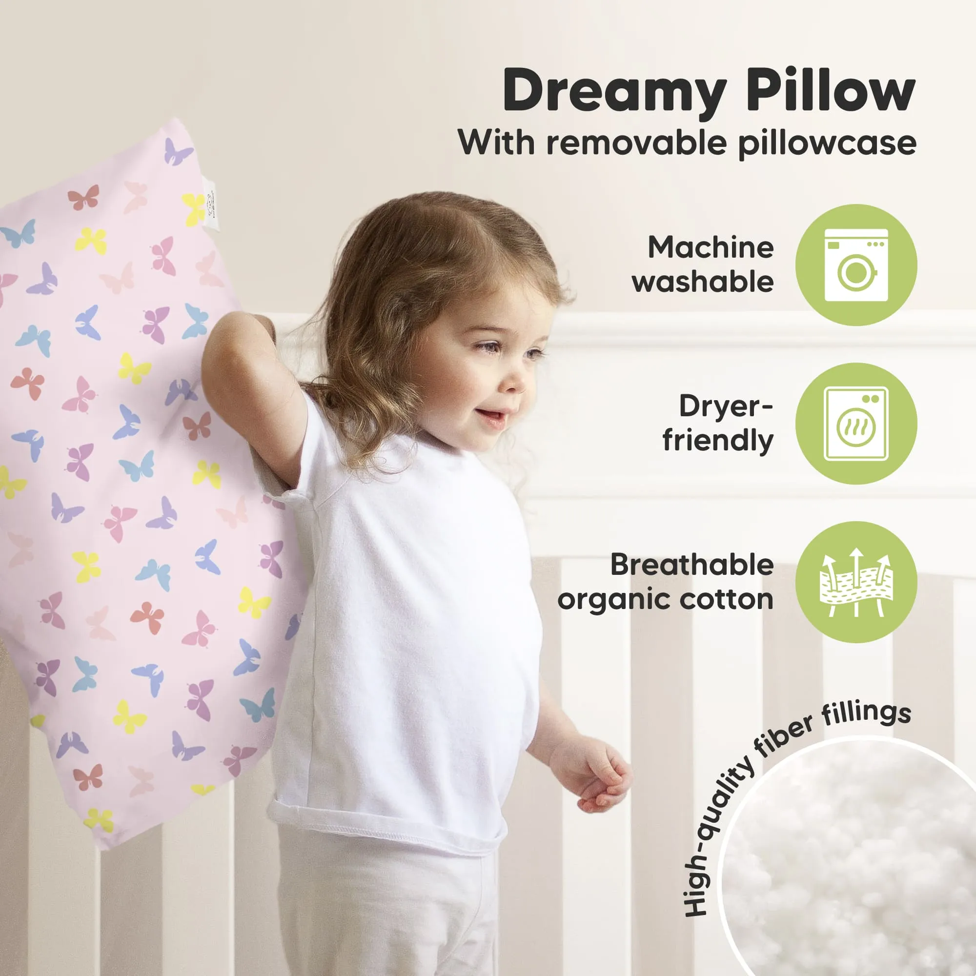 Jumbo Toddler Pillow with Pillowcase (Flutter)