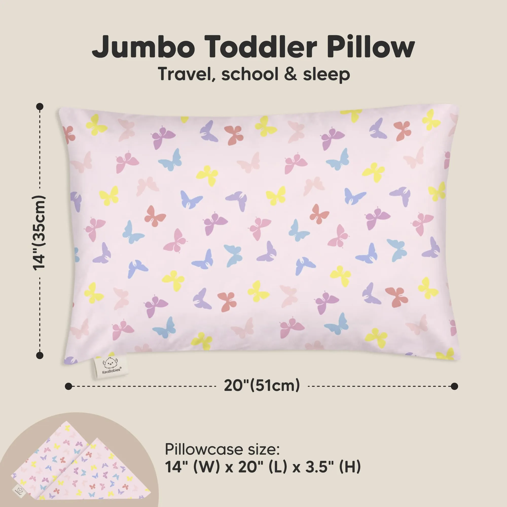 Jumbo Toddler Pillow with Pillowcase (Flutter)