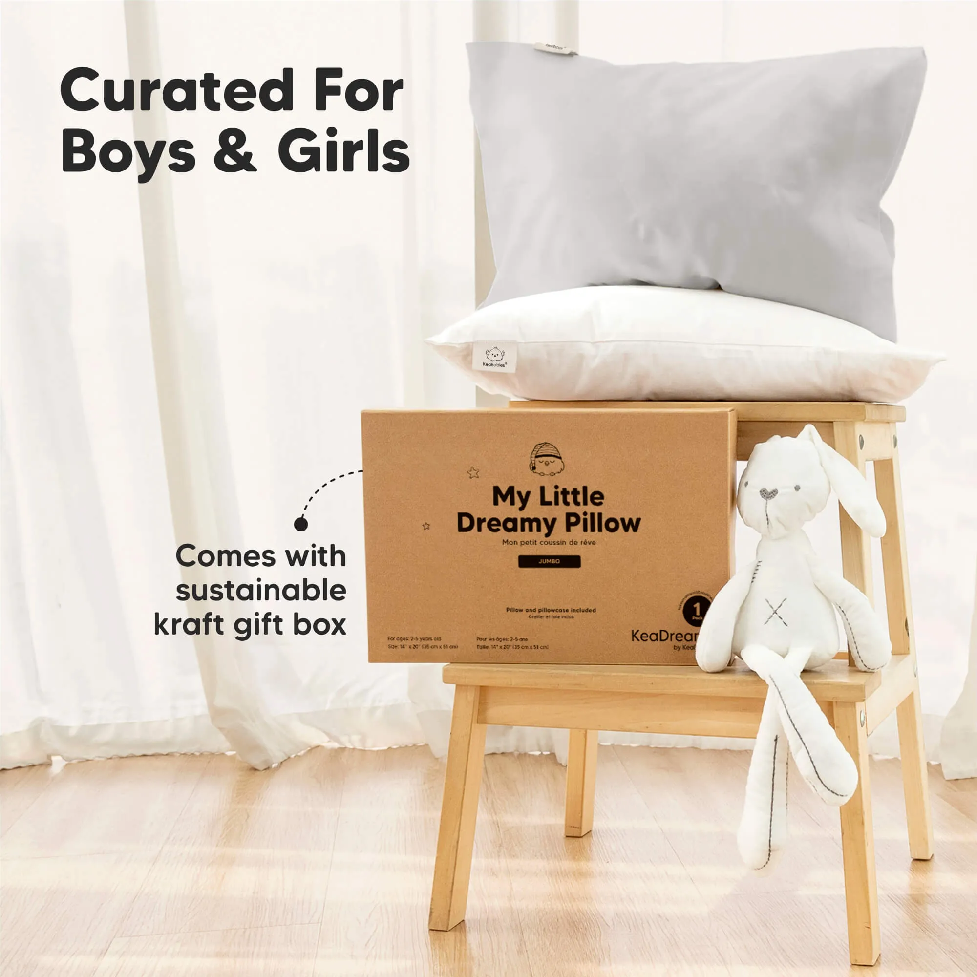 Jumbo Toddler Pillow with Pillowcase (French Gray)