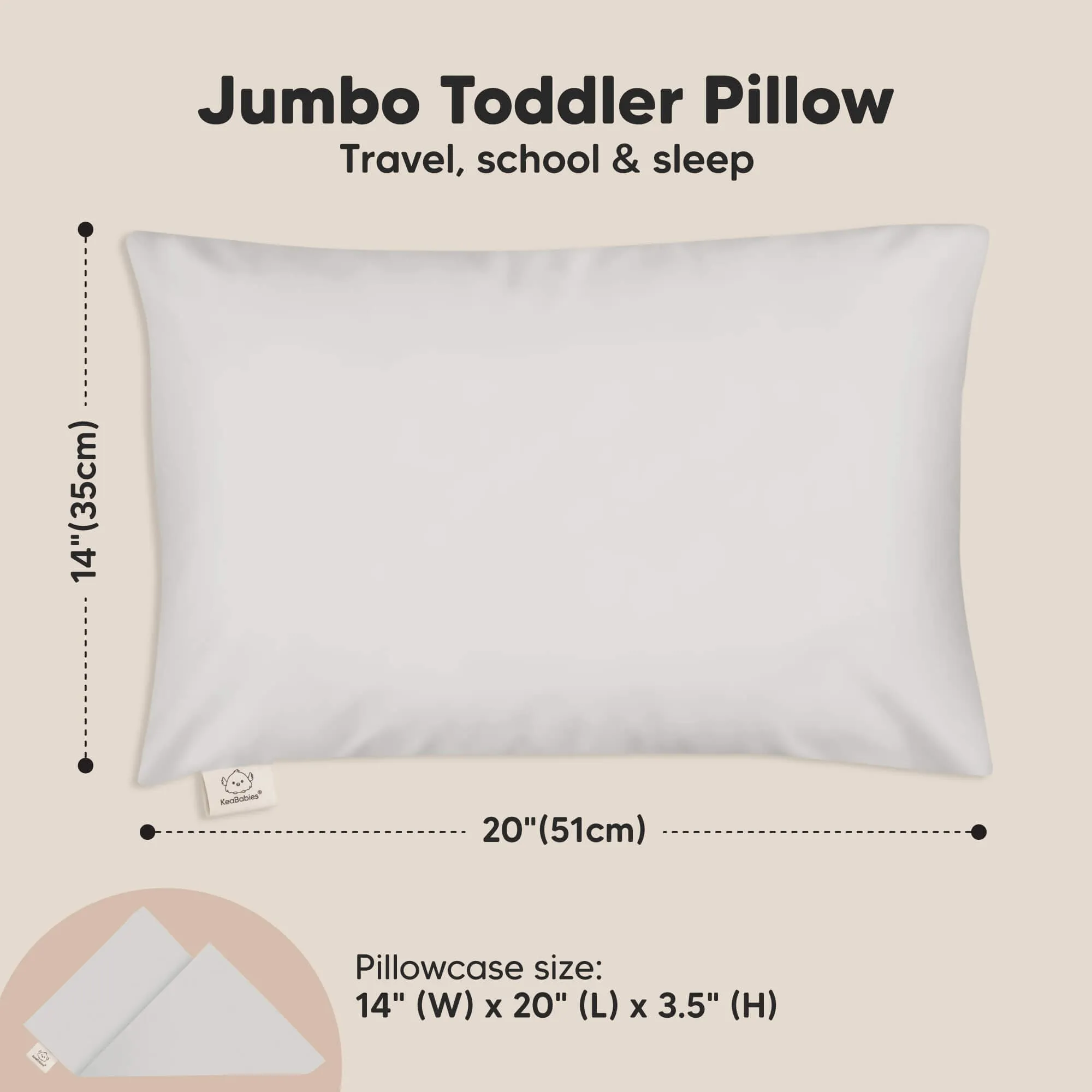 Jumbo Toddler Pillow with Pillowcase (French Gray)