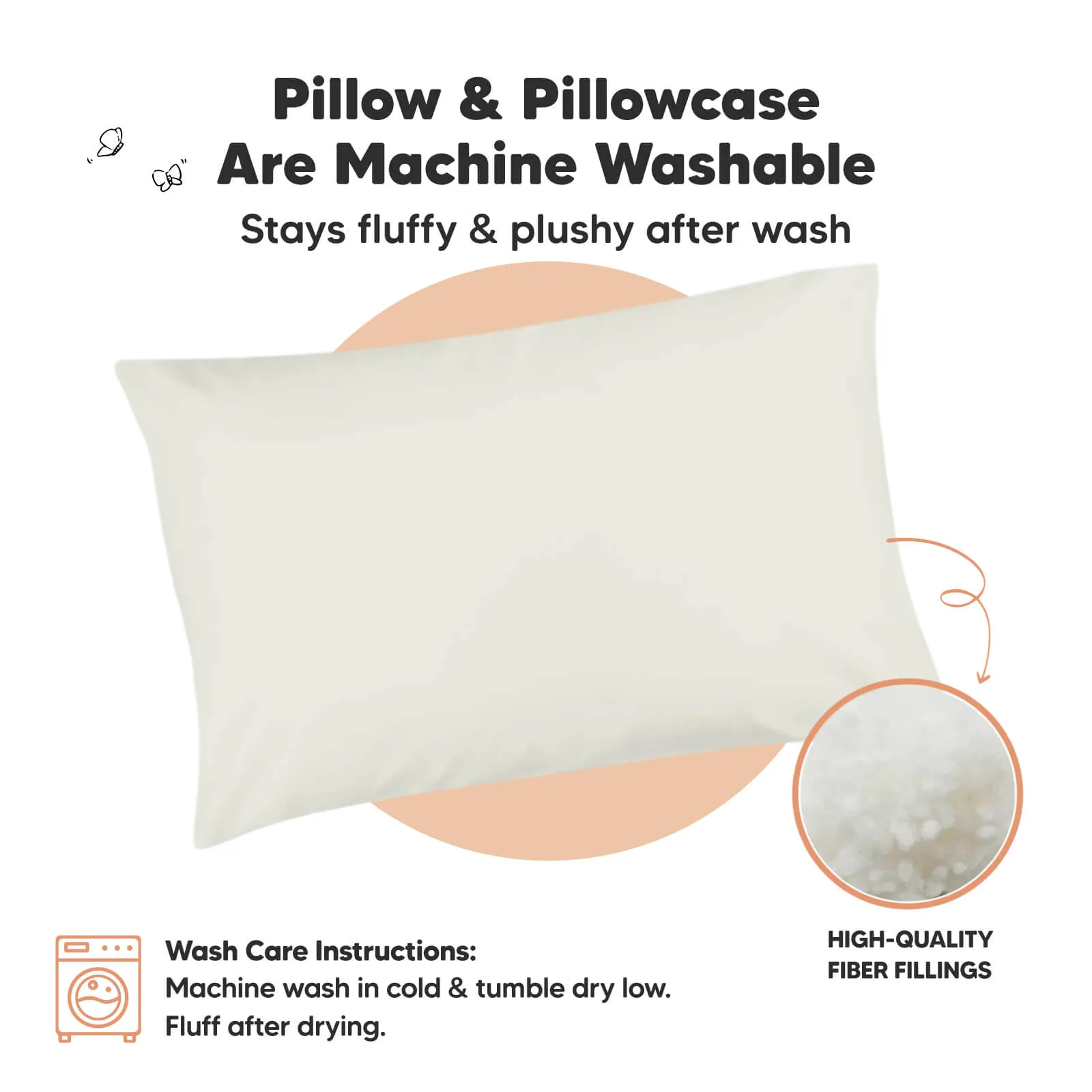 Jumbo Toddler Pillow with Pillowcase (Pearl Gray)
