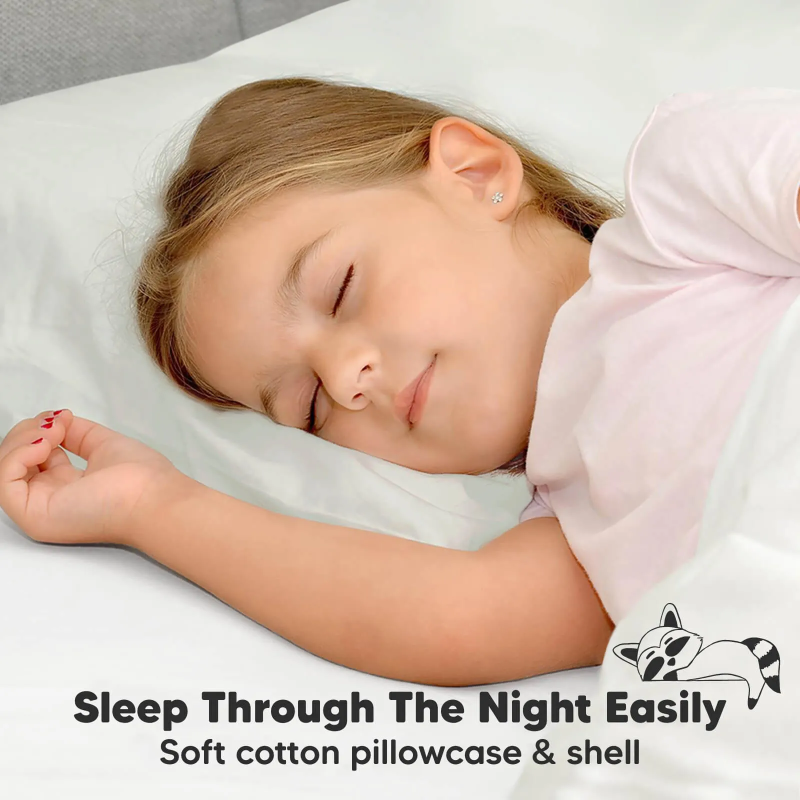 Jumbo Toddler Pillow with Pillowcase (Pearl Gray)