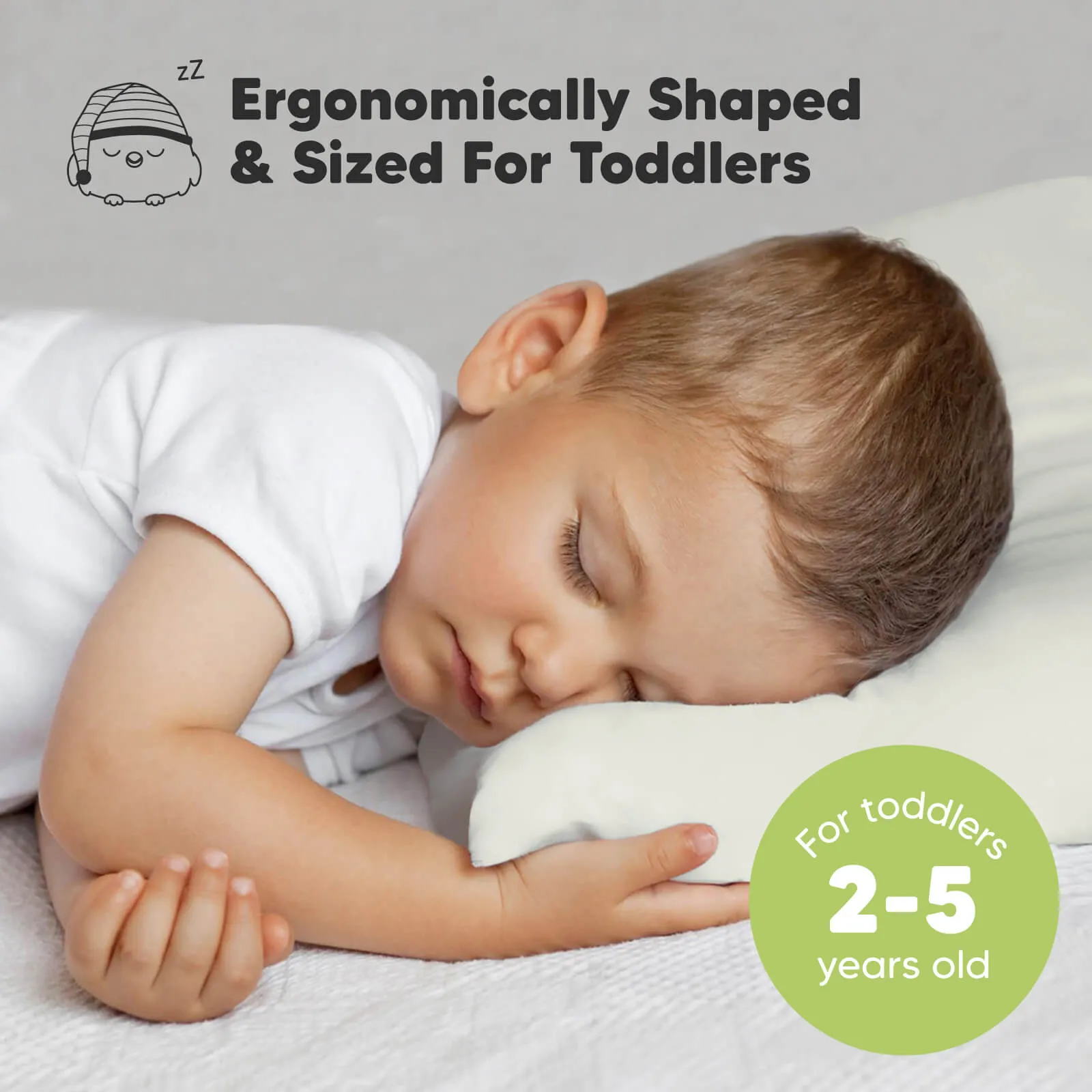 Jumbo Toddler Pillow with Pillowcase (Pearl Gray)