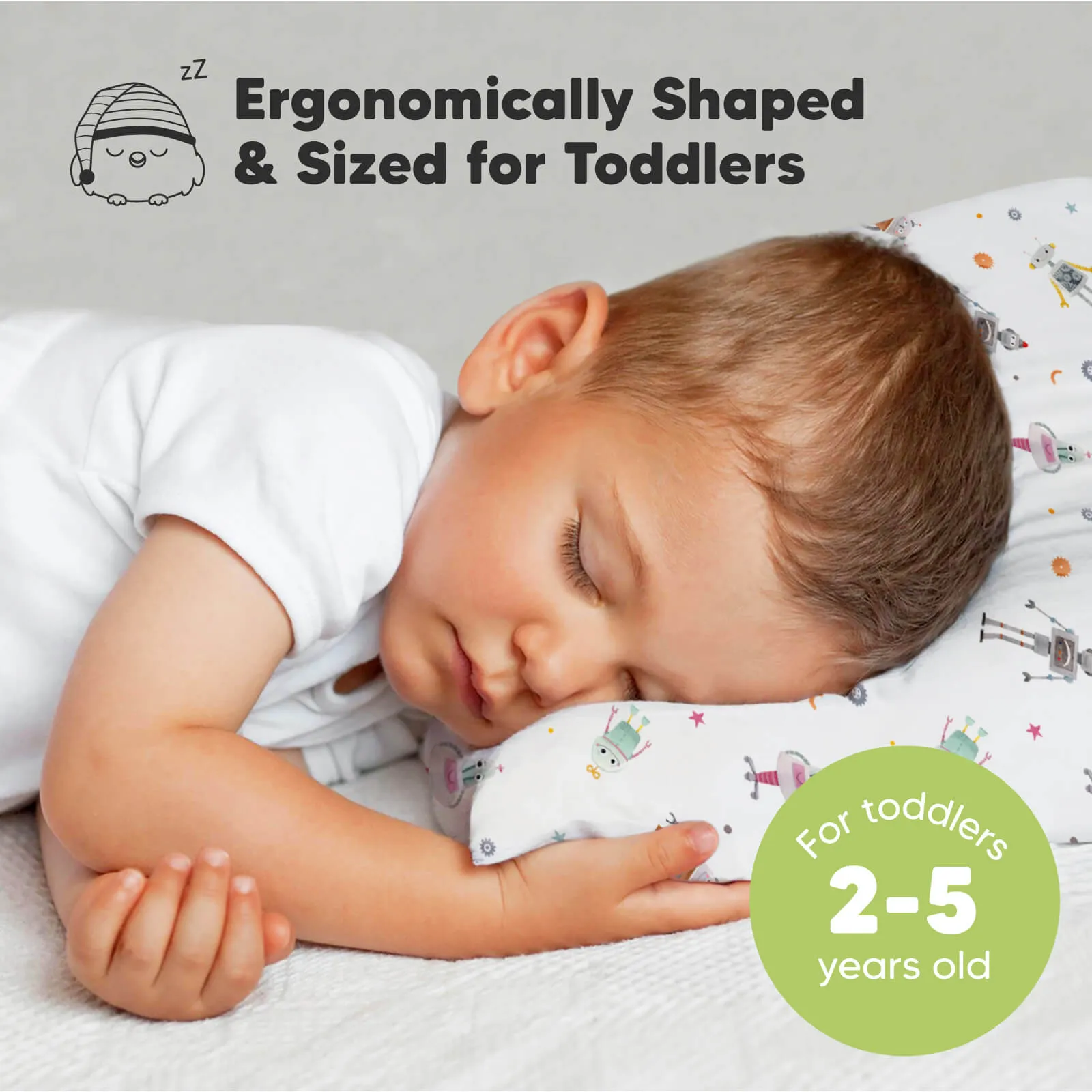 Jumbo Toddler Pillow with Pillowcase (Robo Pals)