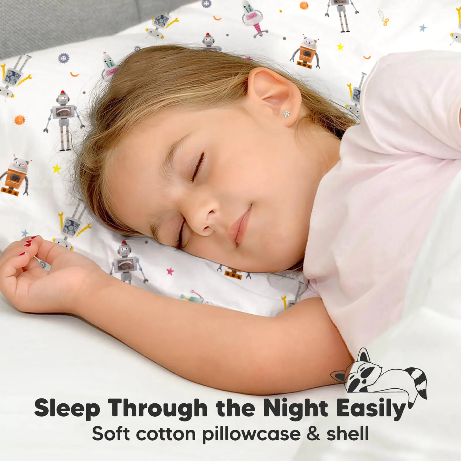 Jumbo Toddler Pillow with Pillowcase (Robo Pals)