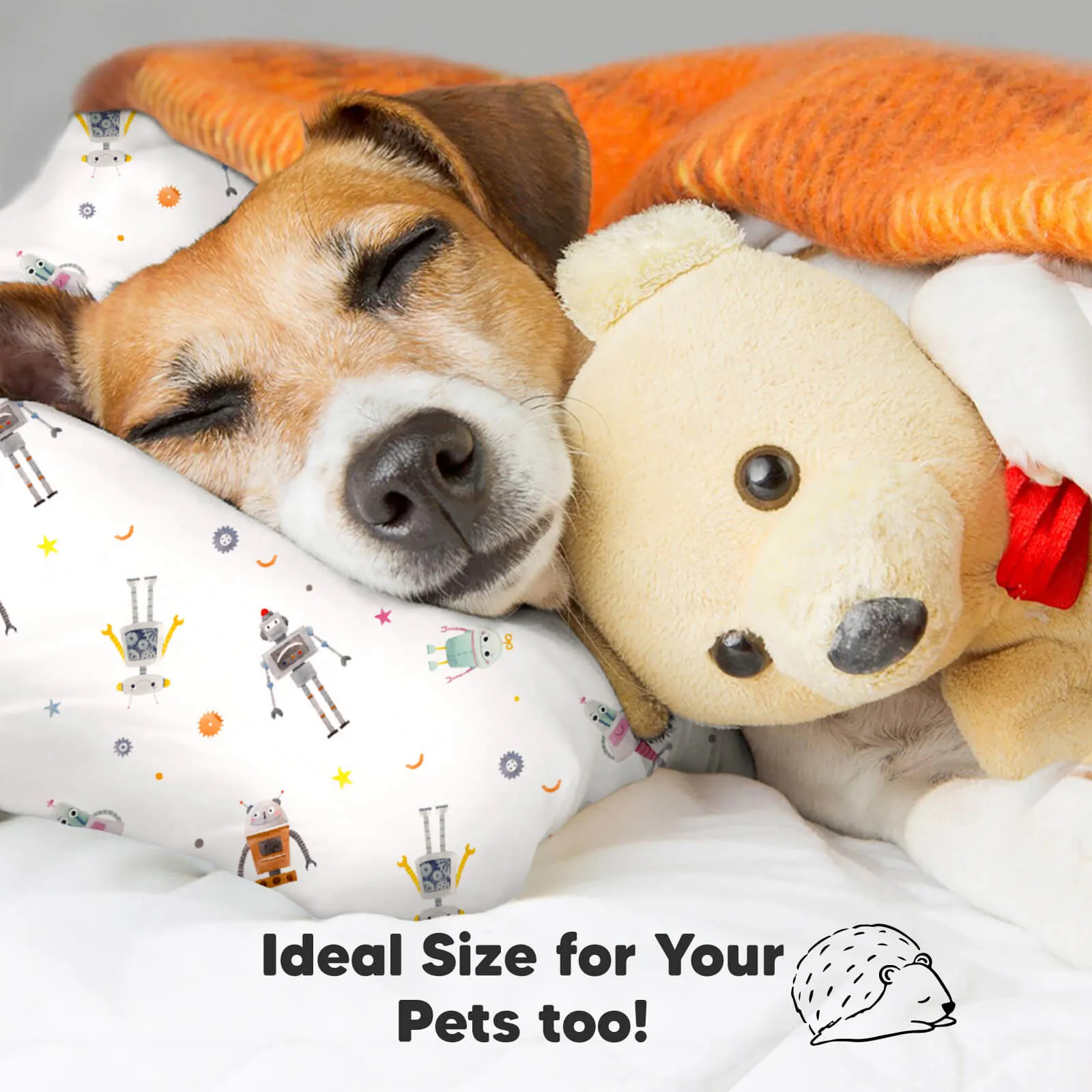 Jumbo Toddler Pillow with Pillowcase (Robo Pals)