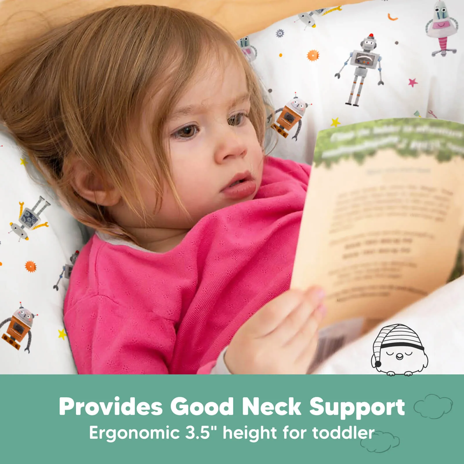 Jumbo Toddler Pillow with Pillowcase (Robo Pals)