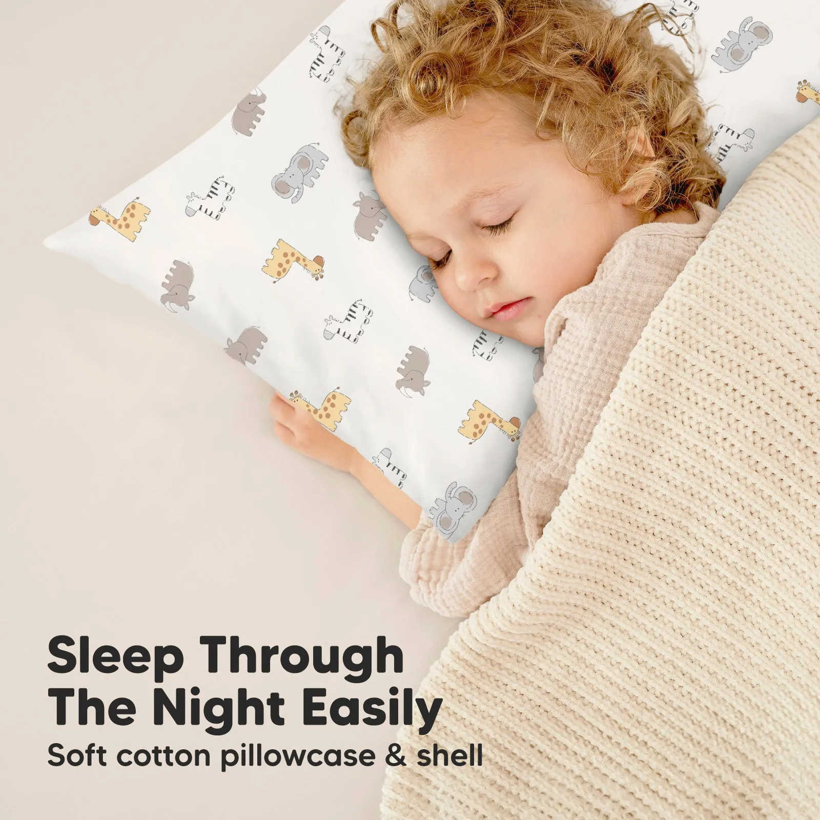 Jumbo Toddler Pillow with Pillowcase (Safari Echo)