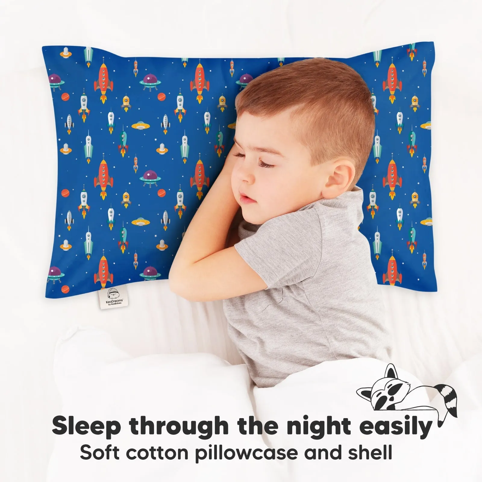 Jumbo Toddler Pillow with Pillowcase (Space Race)