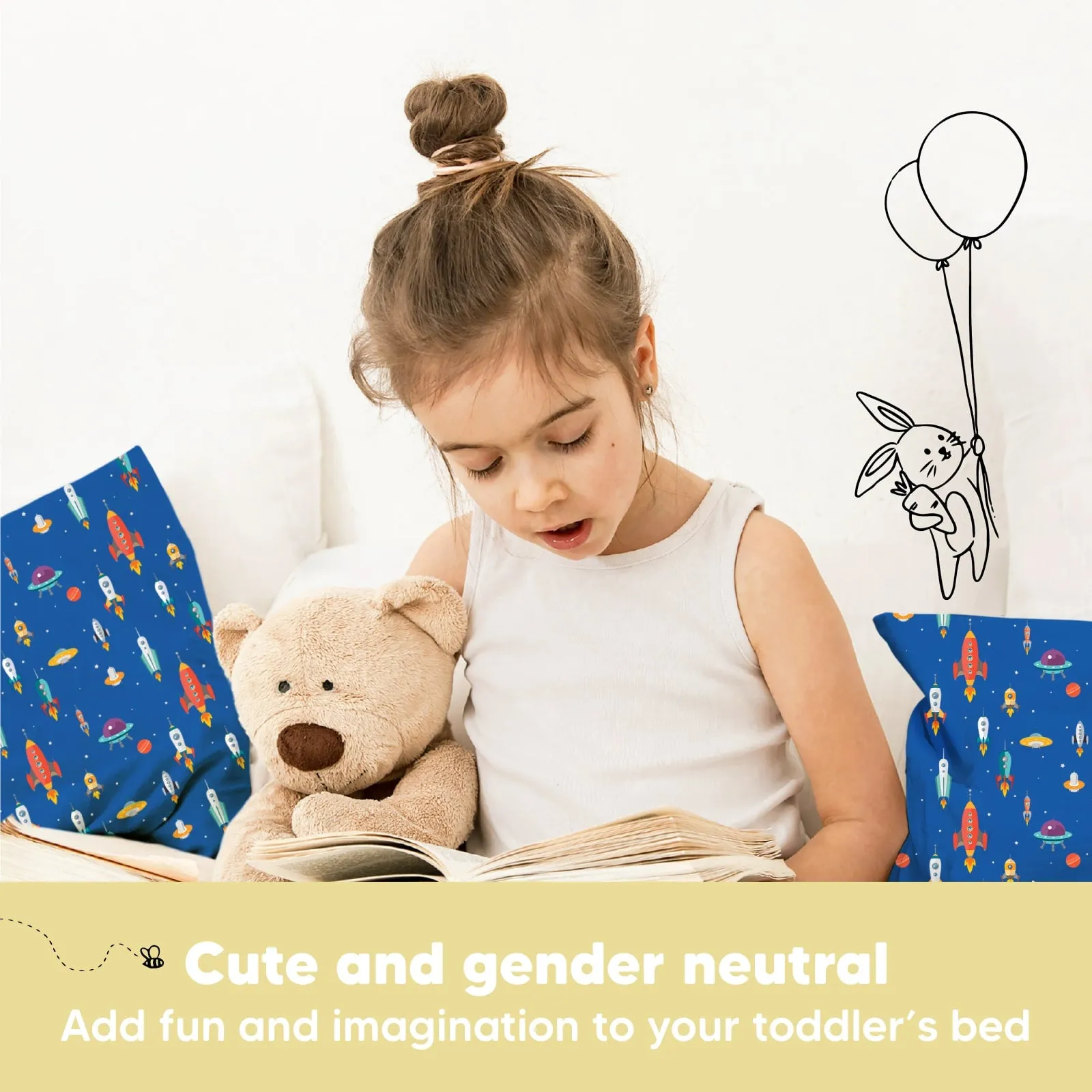 Jumbo Toddler Pillow with Pillowcase (Space Race)