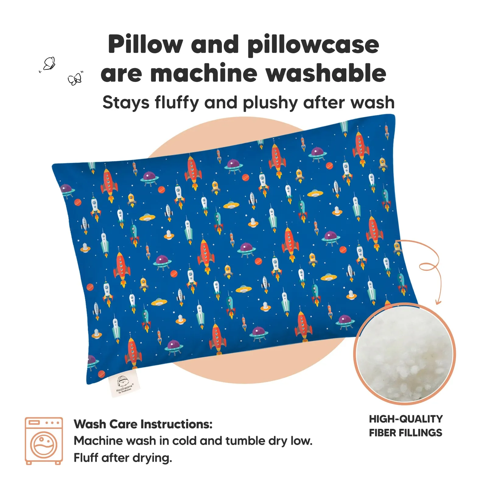 Jumbo Toddler Pillow with Pillowcase (Space Race)