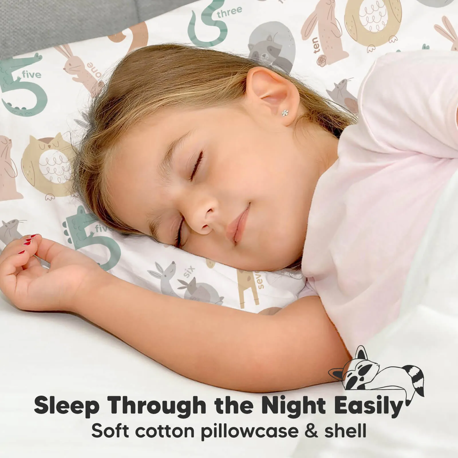 Jumbo Toddler Pillow with Pillowcase (Wild Count)