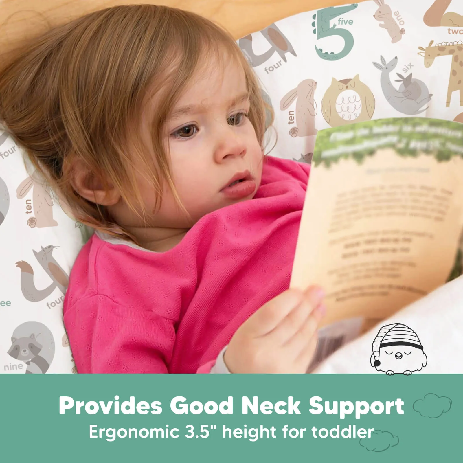 Jumbo Toddler Pillow with Pillowcase (Wild Count)
