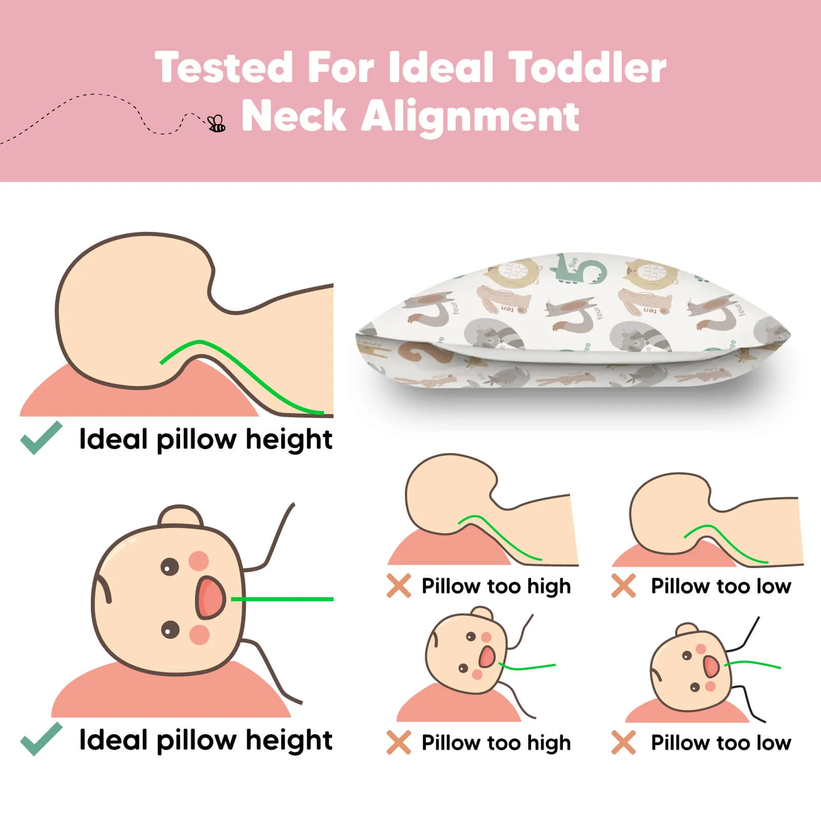 Jumbo Toddler Pillow with Pillowcase (Wild Count)