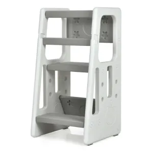 Kids Kitchen Step Stool With Double Safety Rails -Gray