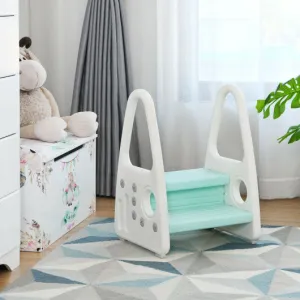 Kids Step Stool Learning Helper With Armrest for Kitchen Toilet Potty Training-Blue